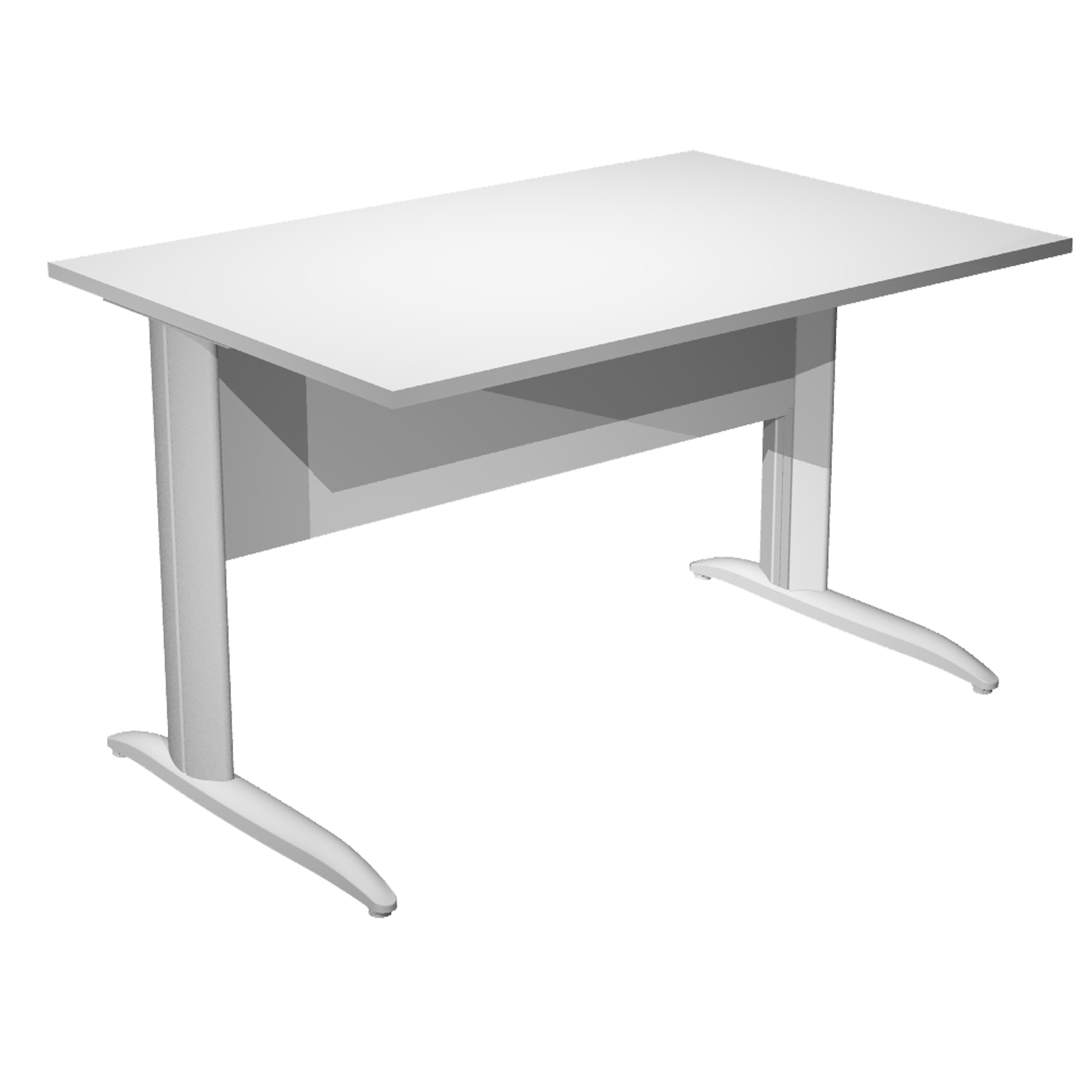 Scrivania lineare Easy - 120 x 80 x 72 cm - Bianco/grigio alluminio
