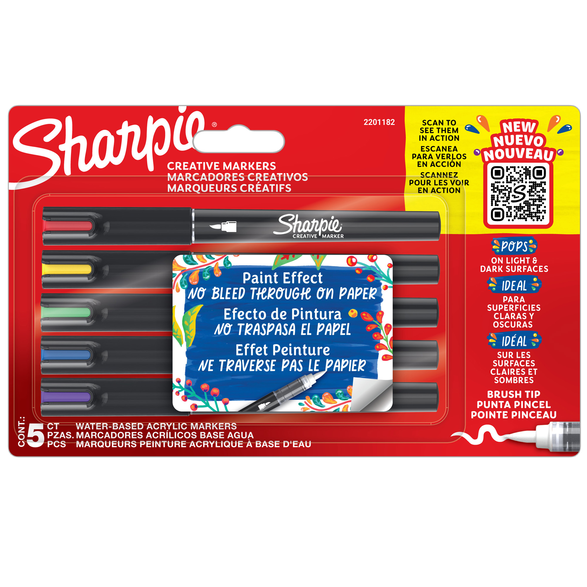 Sharpie ASTUCCIO 5 MARCATORI CREATIVE MARKERS SHARPIE PUNTA PENNELLO