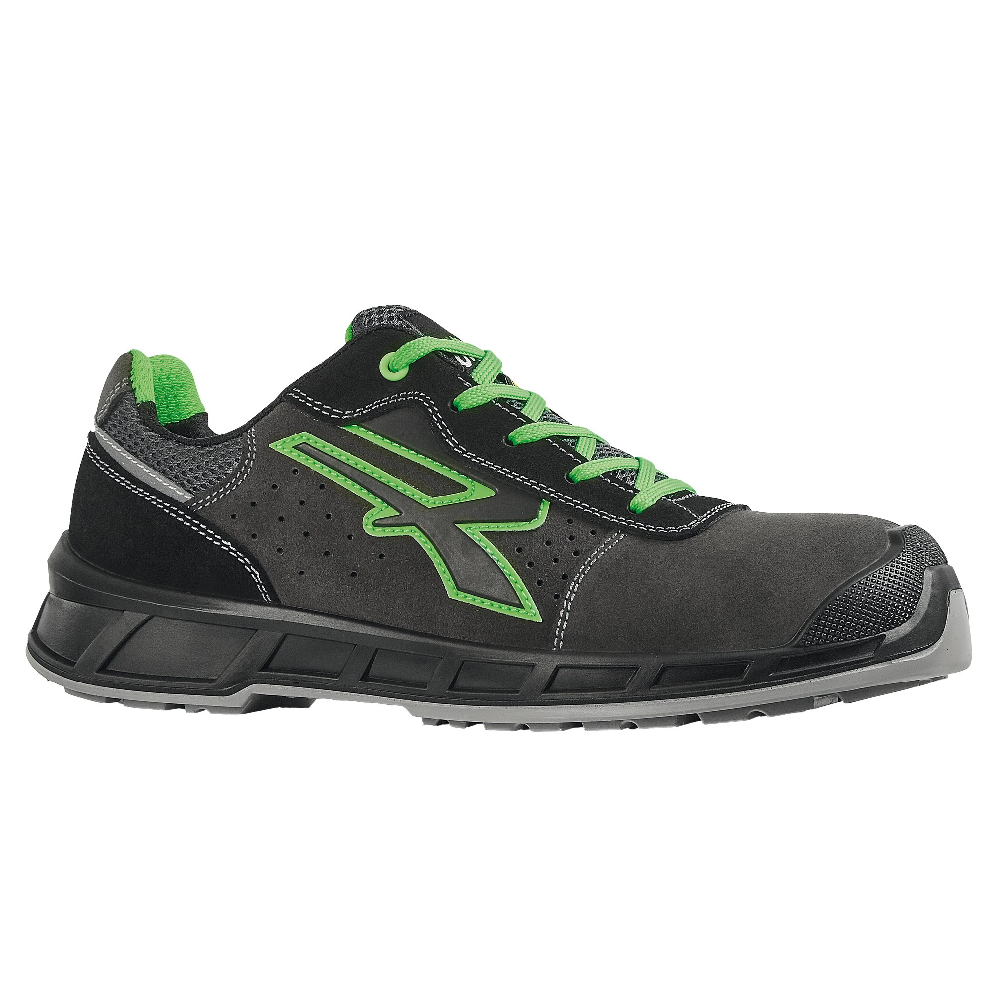 Calzatura di sicurezza Taylor S1P S - numero 45 - pelle scamosciata - nero/verde - U-Power