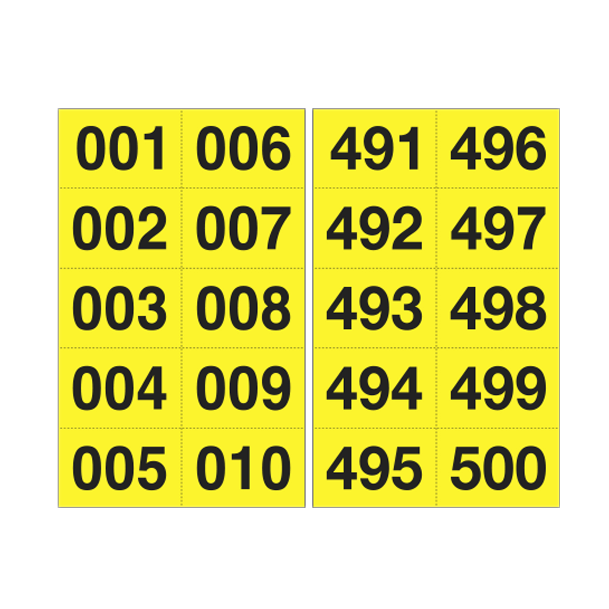 Numero adesivo da 001 a 500 - 45 …