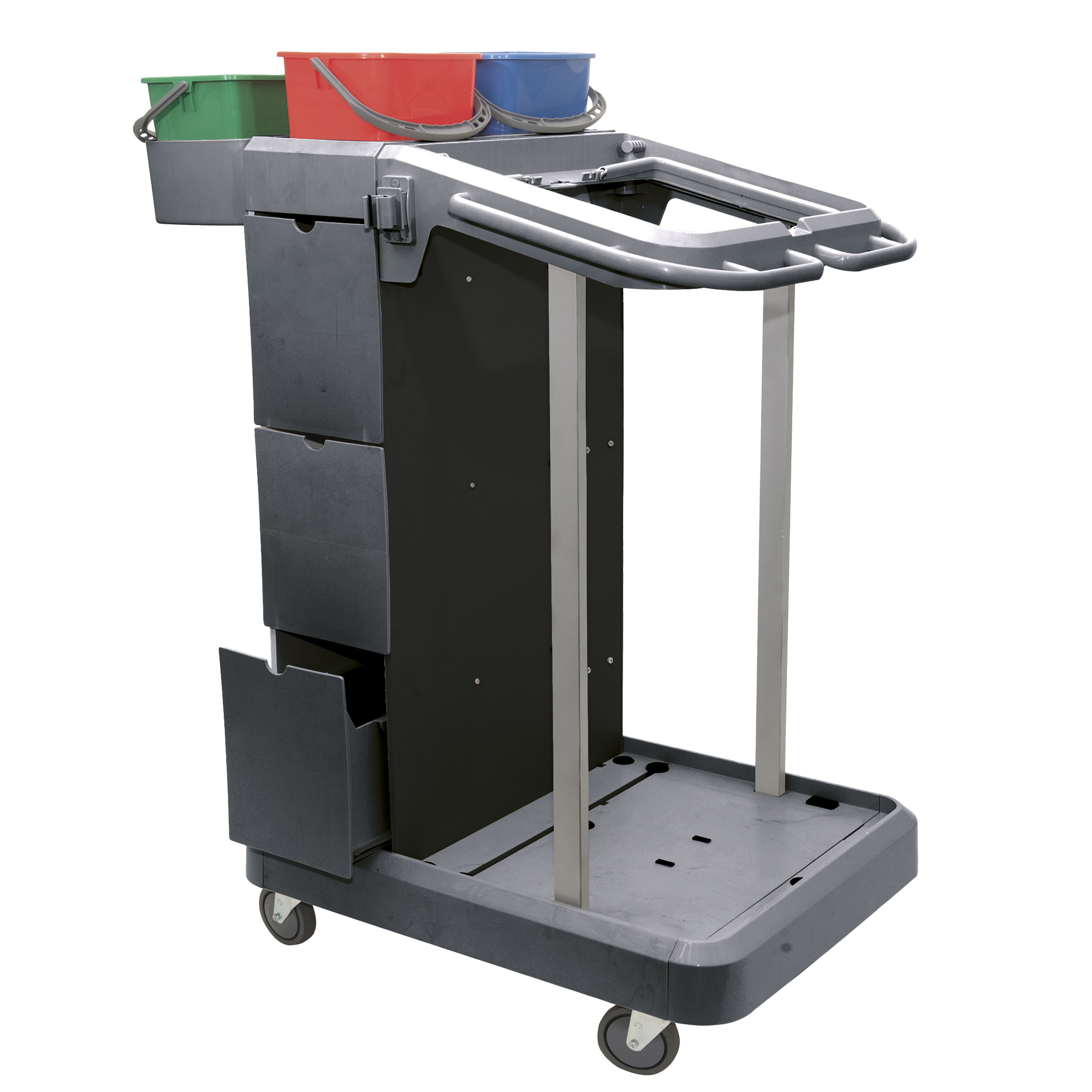Carrello per pulizie UNI-J 11 - multifunzione - con mobiletto 3 cassetti - 24 L - 75 x 60 x 118 cm -Taxon
