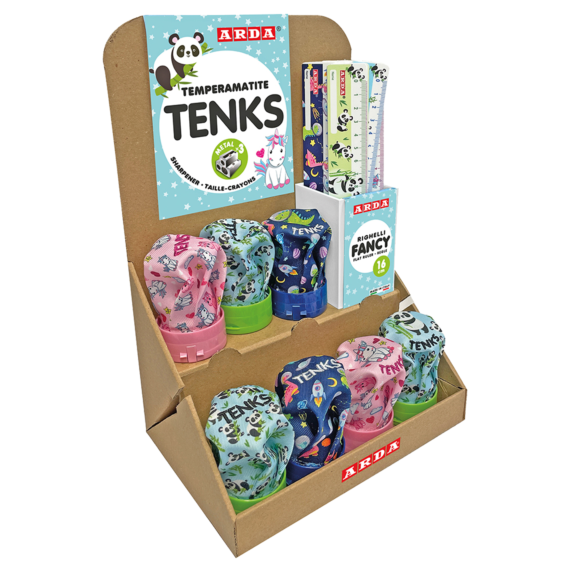 TemperamatiteTenks Fancy e Righe 16cm - colori assortiti - Arda - display VoilA' 48 pezzi totali