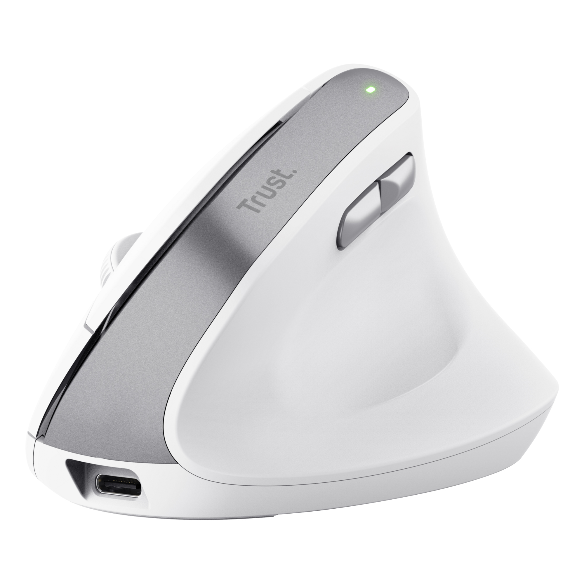 Trust BAYO II MOUSE WIRELESS ERGONOMICO VERTICALE RICARICABILE - 50% PLASTICA RICICLATA - BIANCO