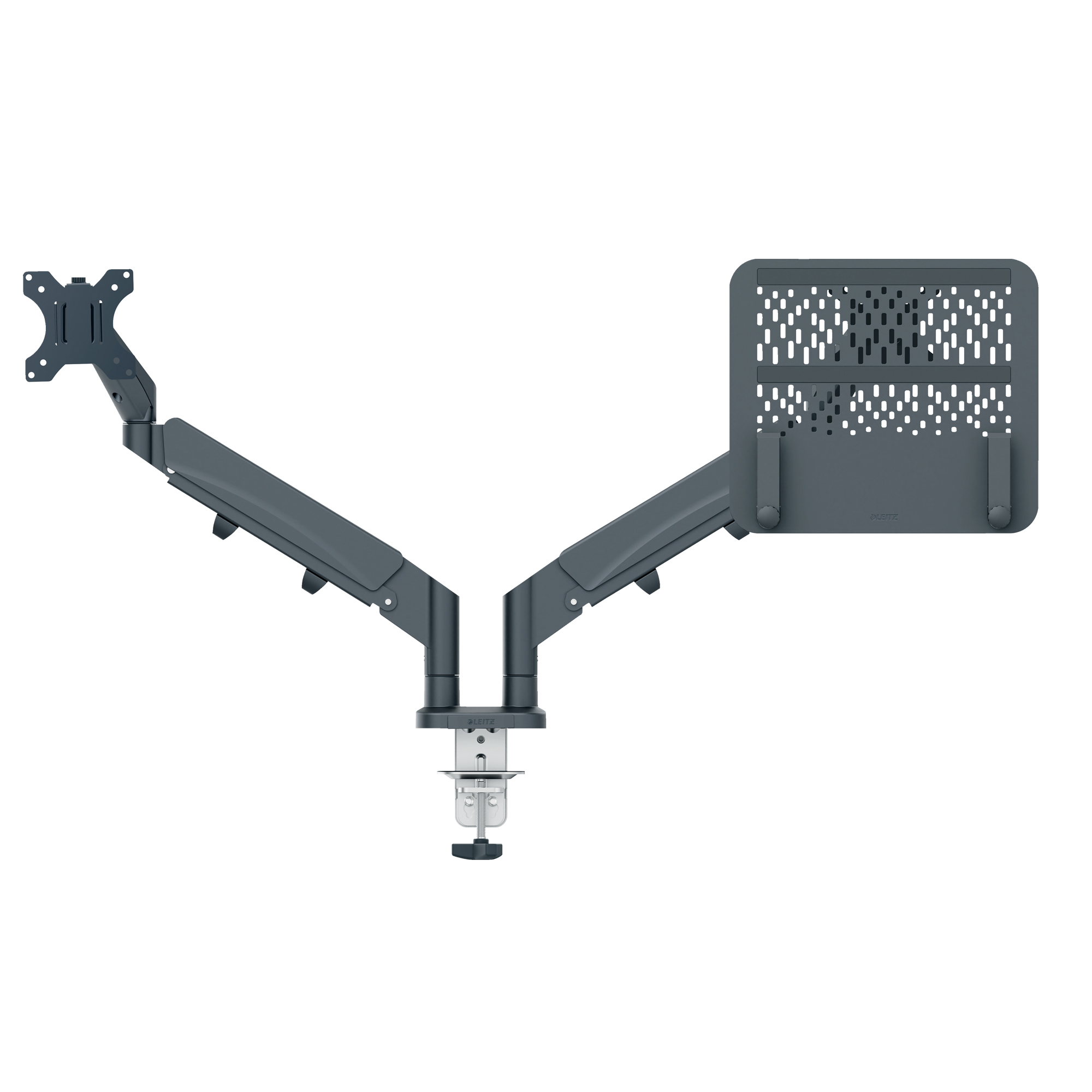 Braccio per doppio monitor laptop salvaspazio grigio scuro …