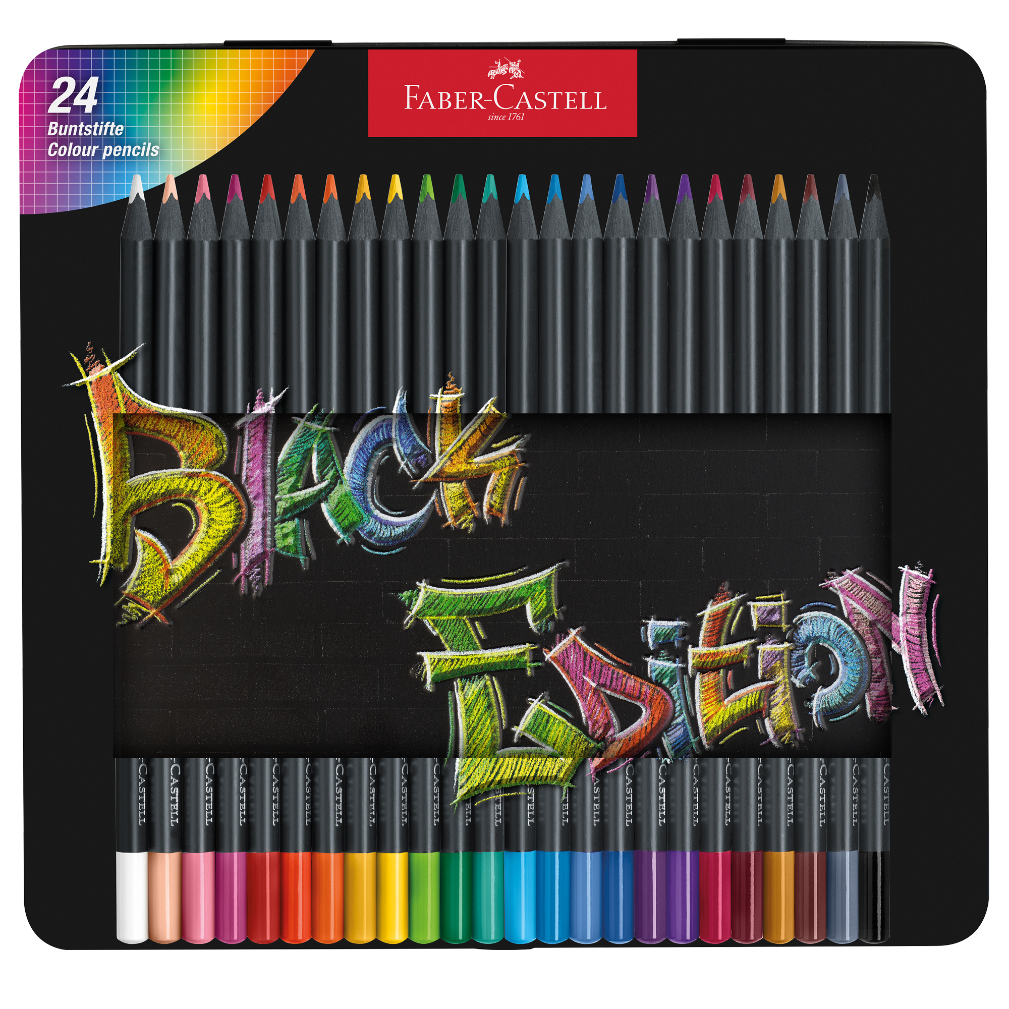 Faber-Castell Black Edition - Pastello colorato - colori assortiti brillanti (pacchetto di 24)