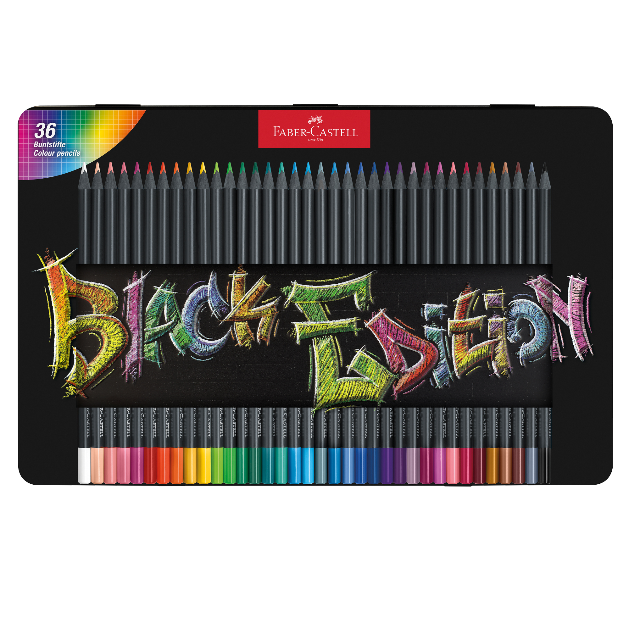 Faber-Castell Black Edition - Pastello colorato - colori assortiti brillanti (pacchetto di 36)