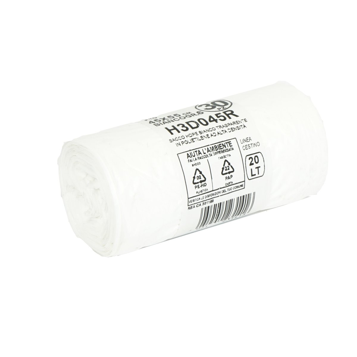 30 sacchi rifiuti 20L 45x55cm 15my HDPE bianco …