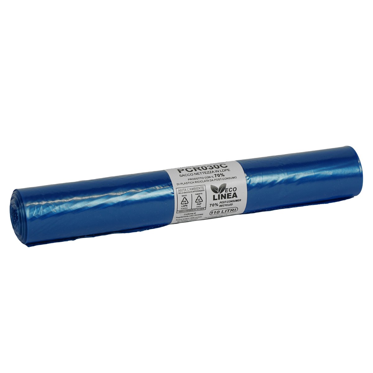 10 sacchi rifiuti PCR 110L 72x110cm 30gr azzurro …