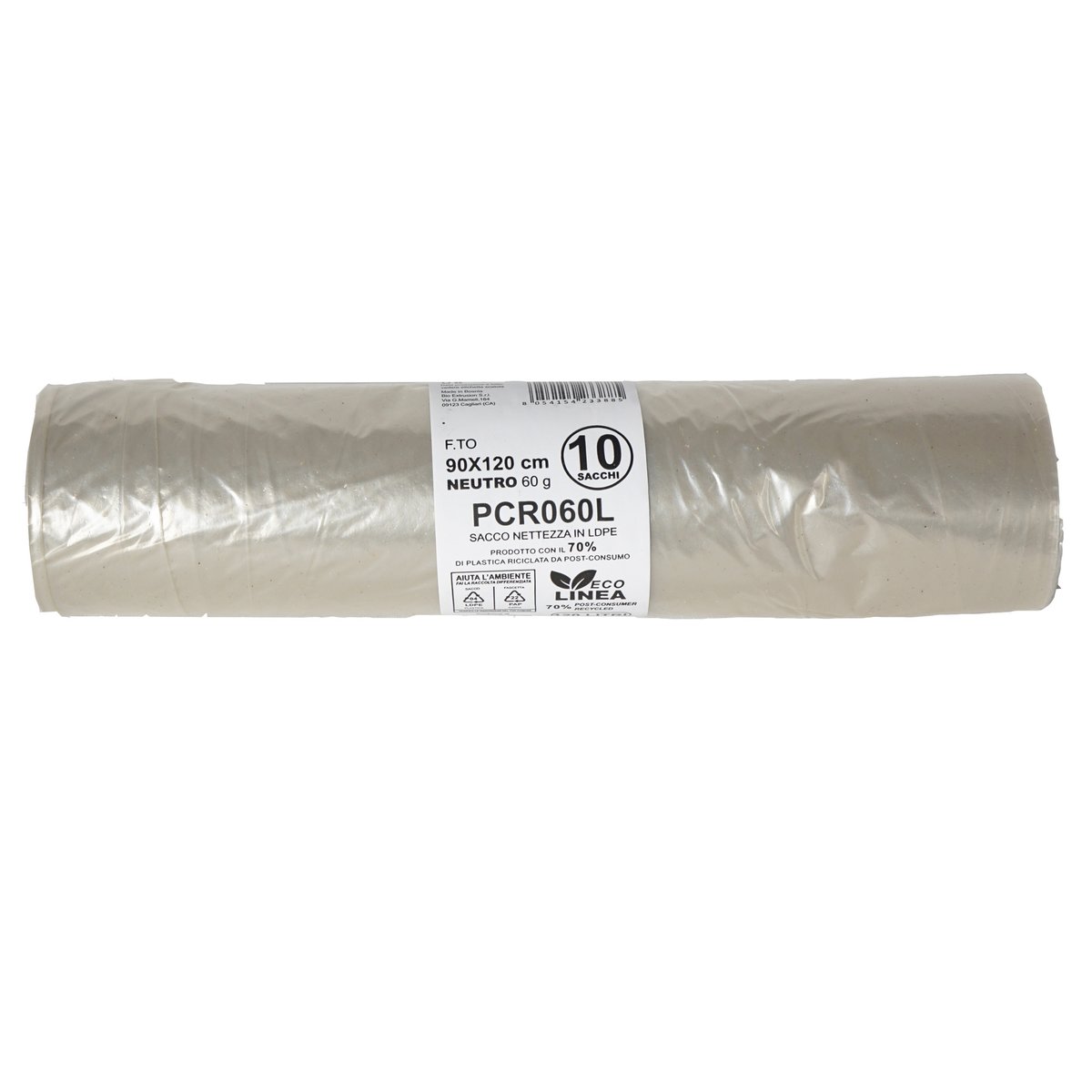 10 sacchi rifiuti PCR 120L 90x120cm 60gr neutro …