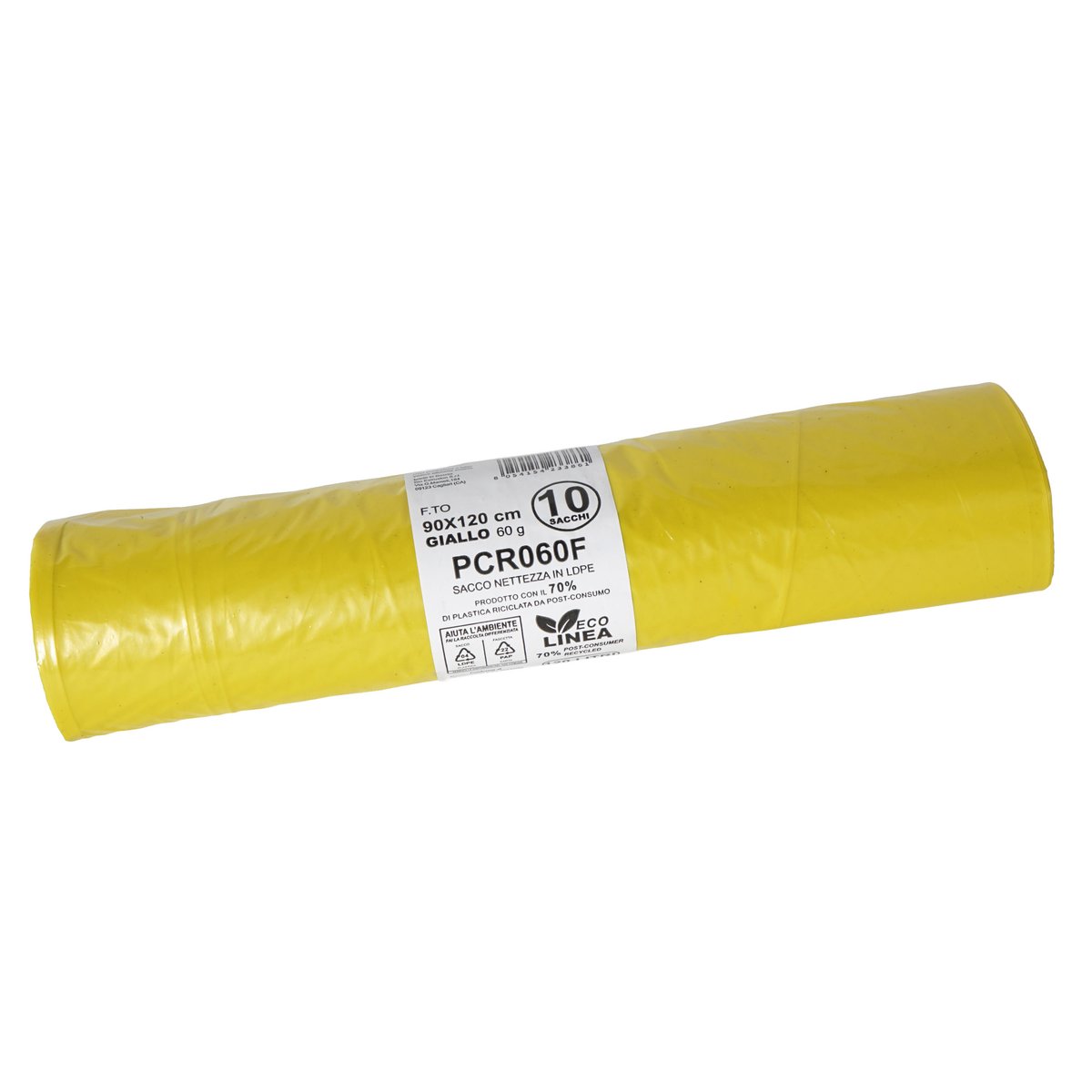 10 sacchi rifiuti PCR 120L 90x120cm 60gr giallo …