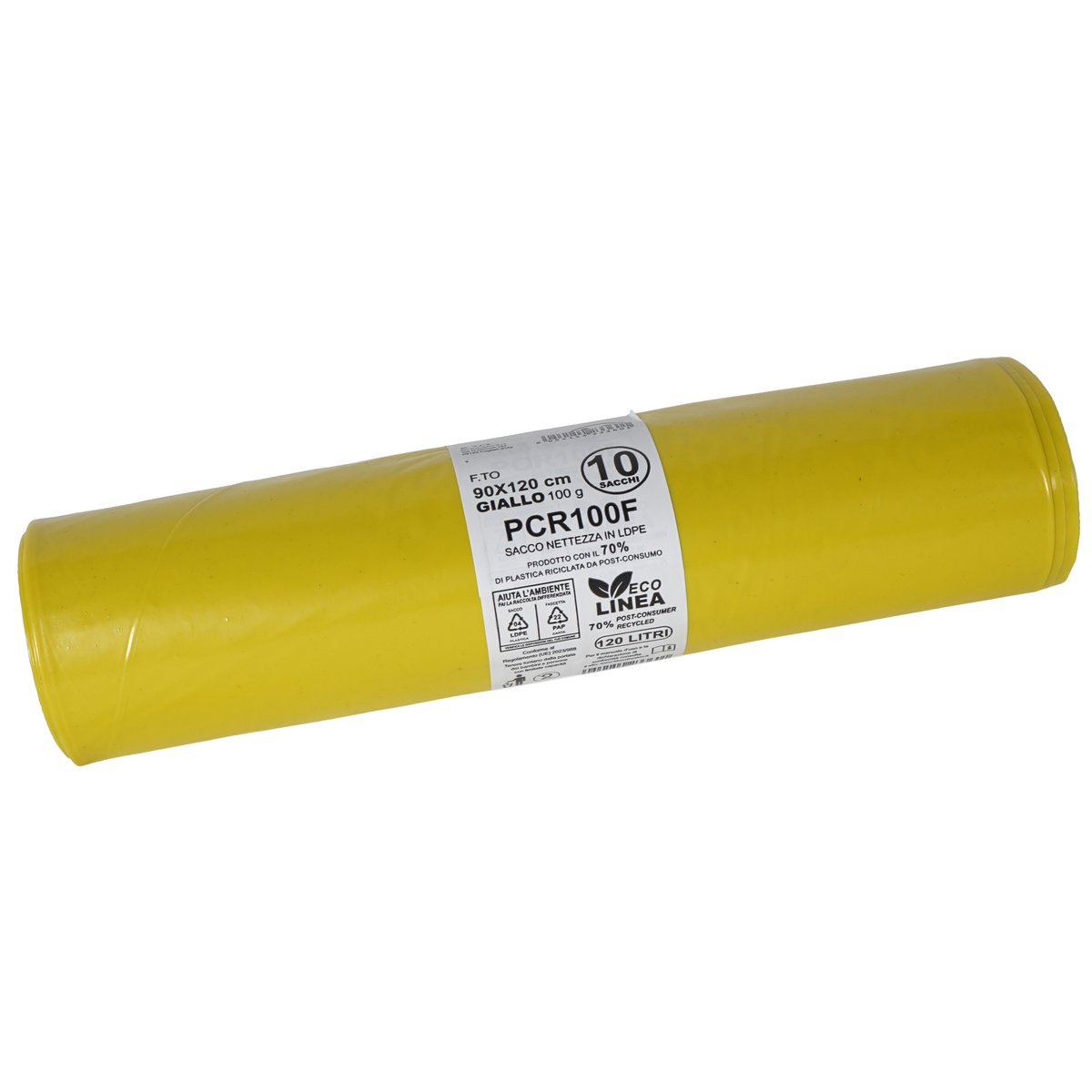 10 sacchi rifiuti PCR 120L 90x120cm 100gr giallo …