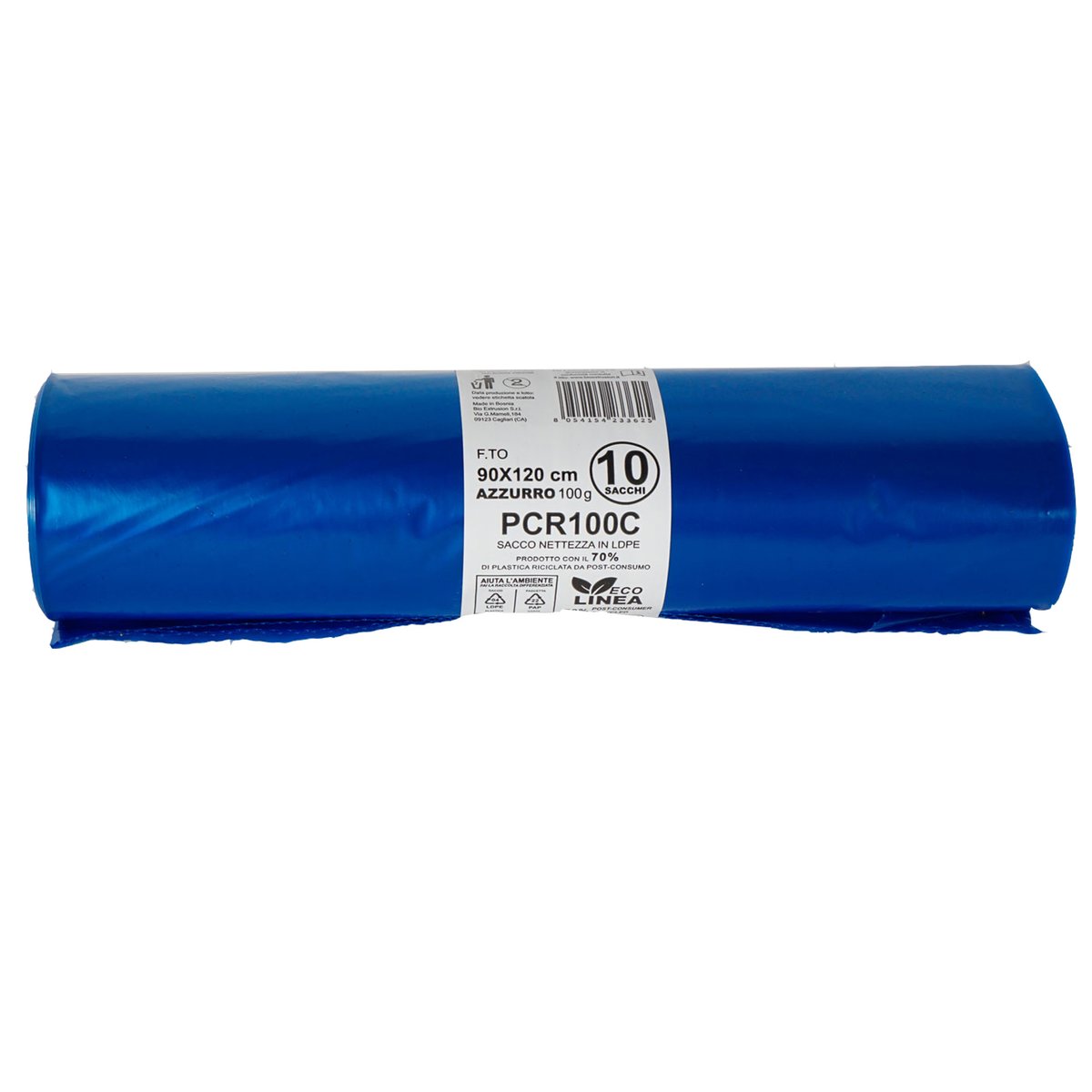 10 sacchi rifiuti PCR 120L 90x120cm 100gr azzurro …