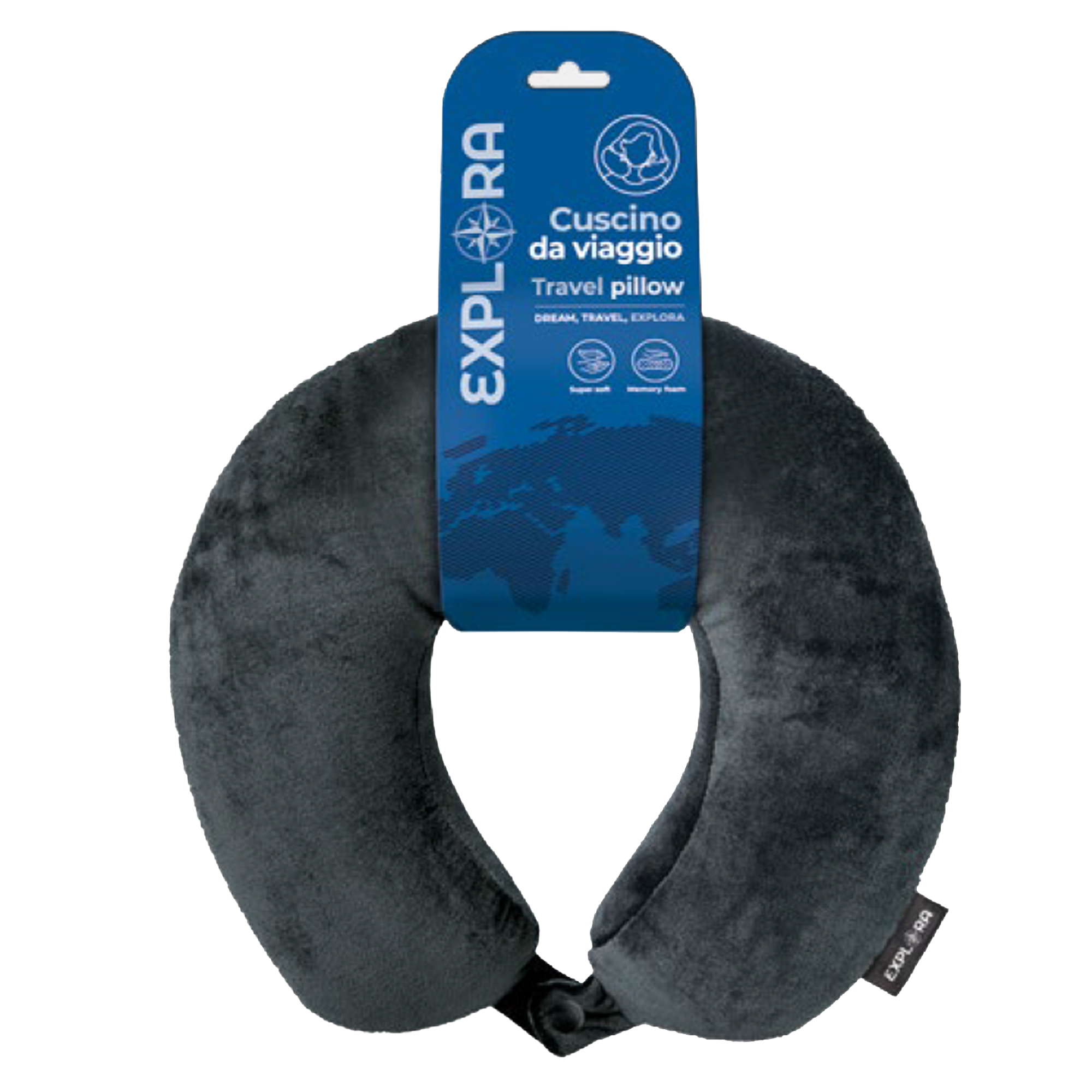 Cuscino da viaggio Explora memory foam 30x29x12cm nero …