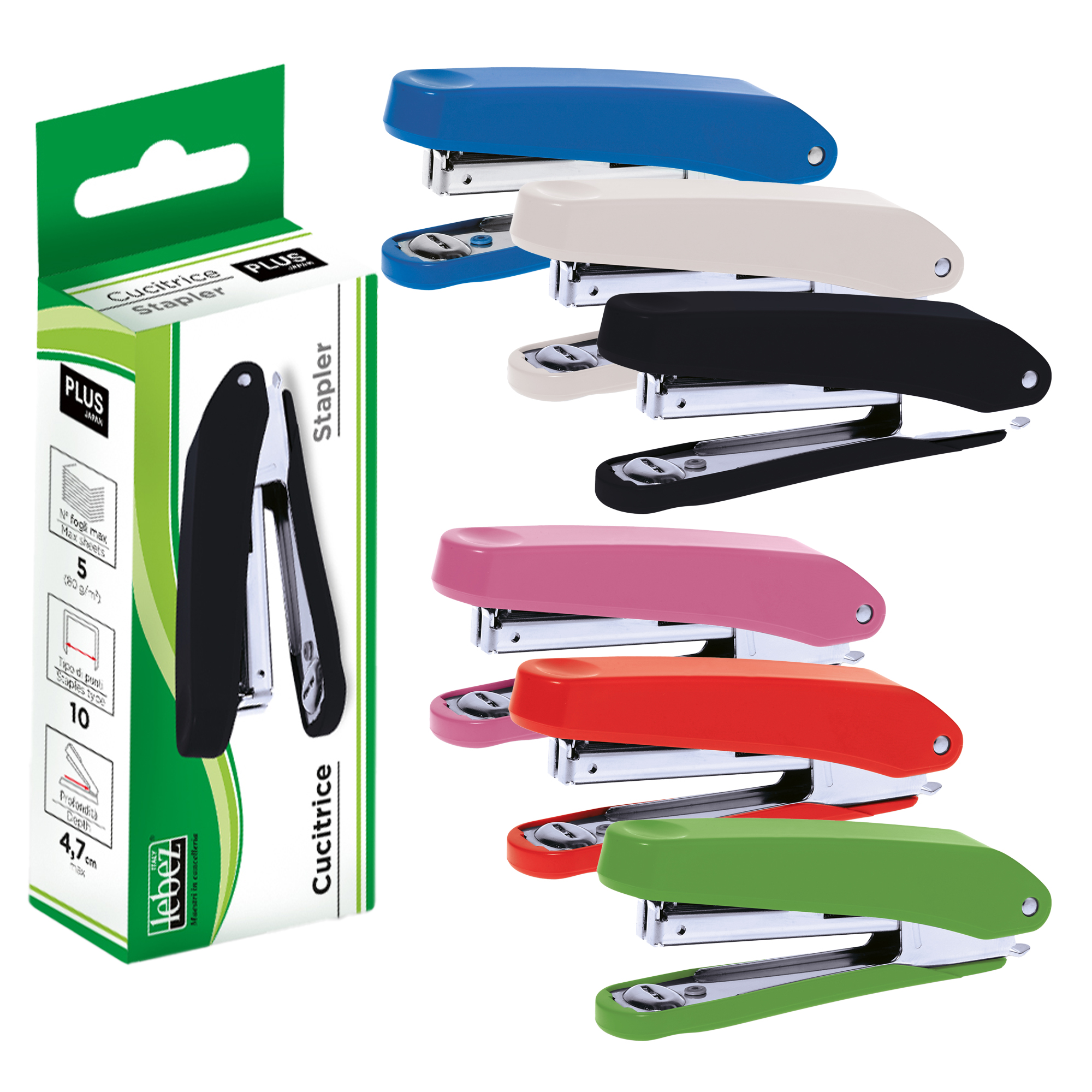 Lebez PLUS 10 - Cucitrice - 15 fogli / 10 mm - disponibile in colori assortiti