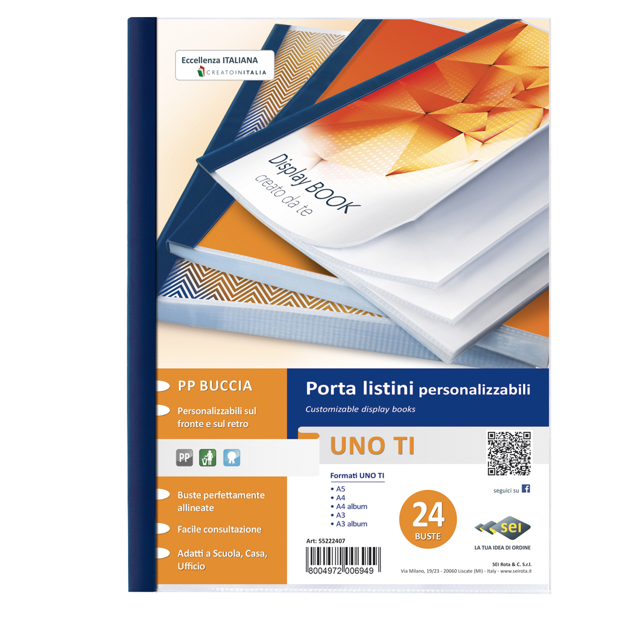SEI UNO TI - Porta listini - 24 compartimenti - per A4 - blu