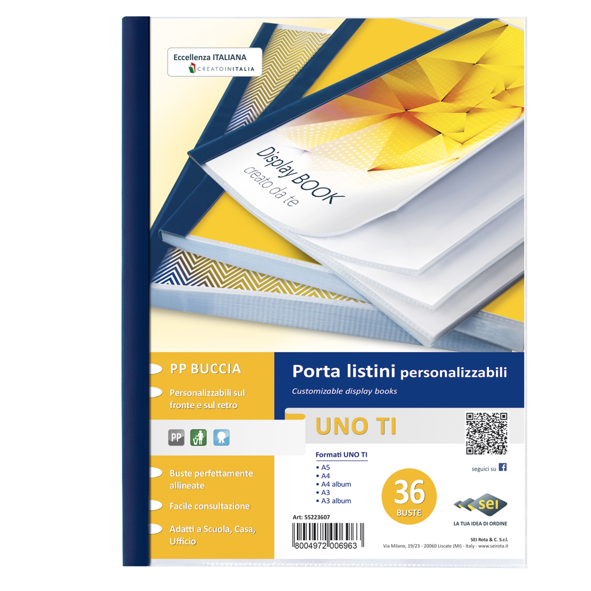 SEI UNO TI - Porta listini - 36 compartimenti - per A4 - blu