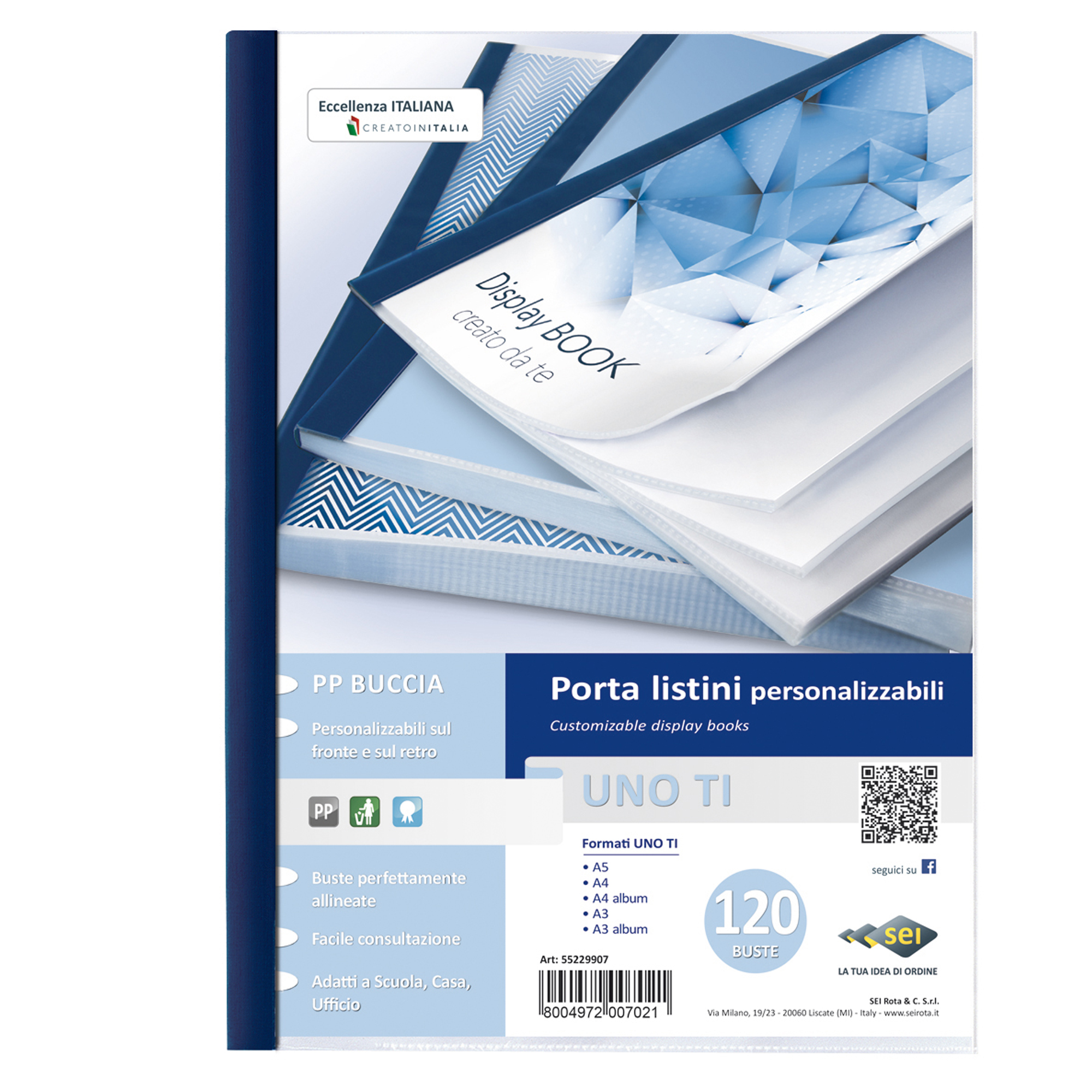 SEI UNO TI - Portalistini per presentazione - 120 compartimenti - per A4 - blu