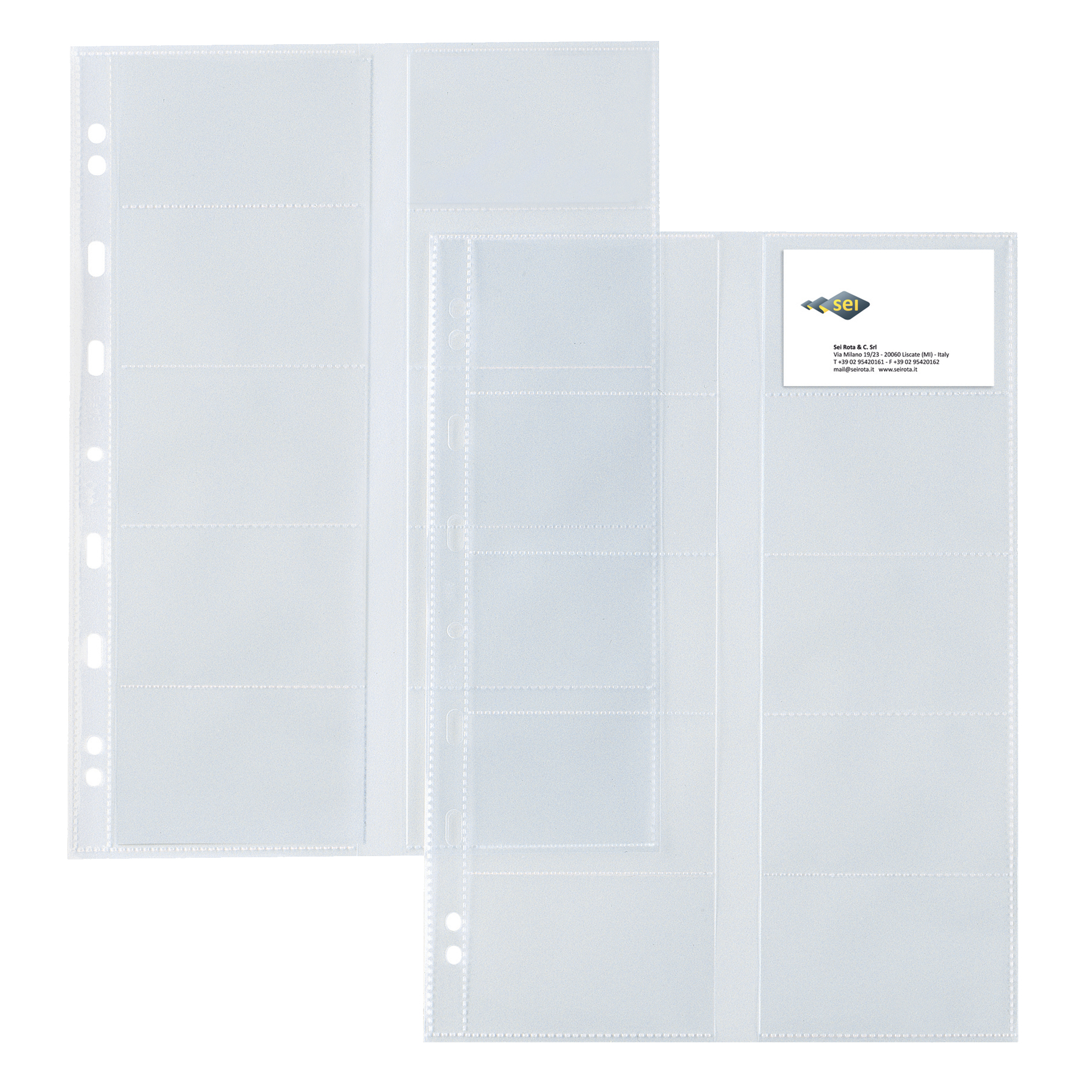 SEI ATLA CARD - Pagina per biglietti da visita - 10 compartimenti - per 55 x 90 mm - trasparente (pacchetto di 10)