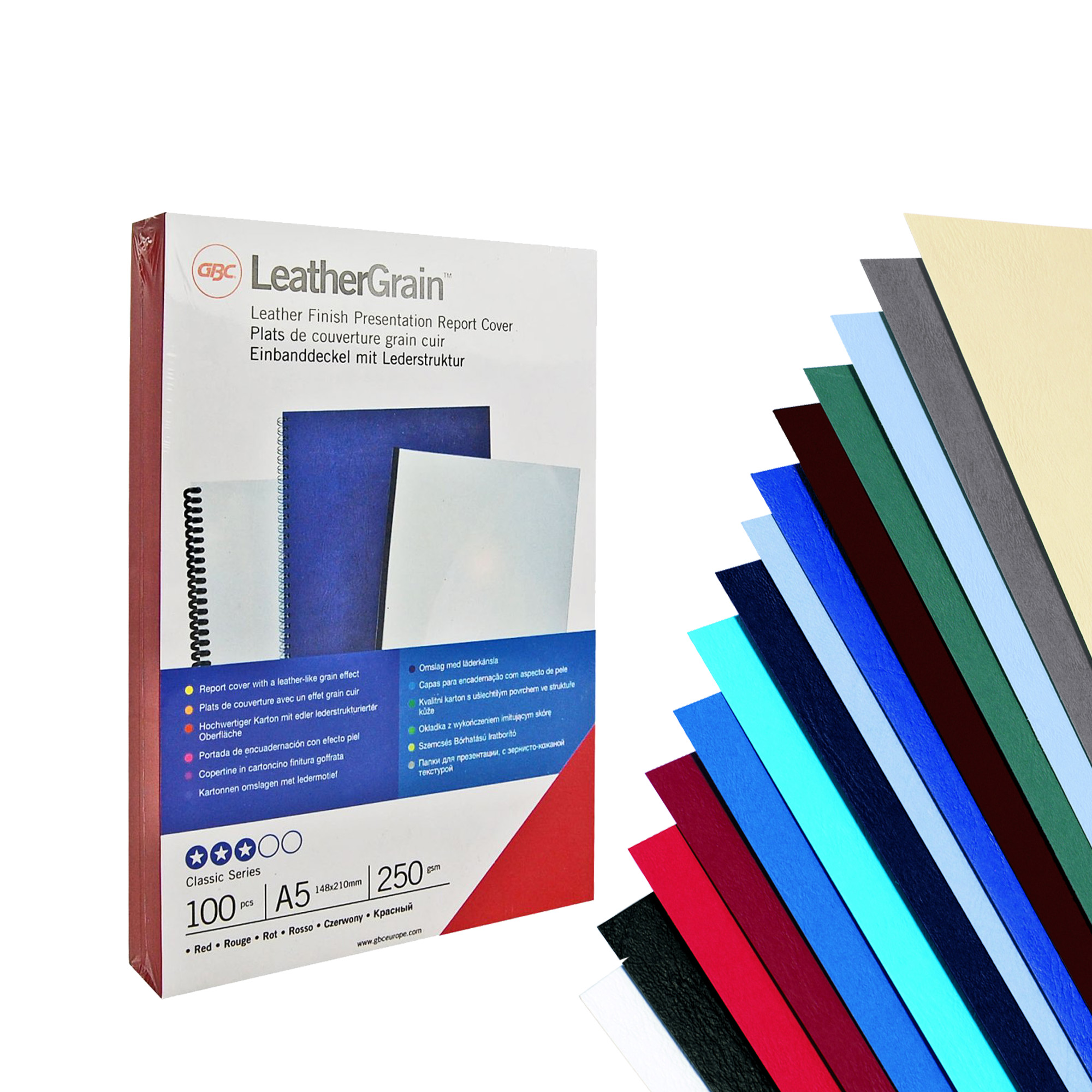 GBC LeatherGrain - A4 (210 x 297 mm) - avorio - 250 g/m² - 100 pezzi copertina per rilegatura