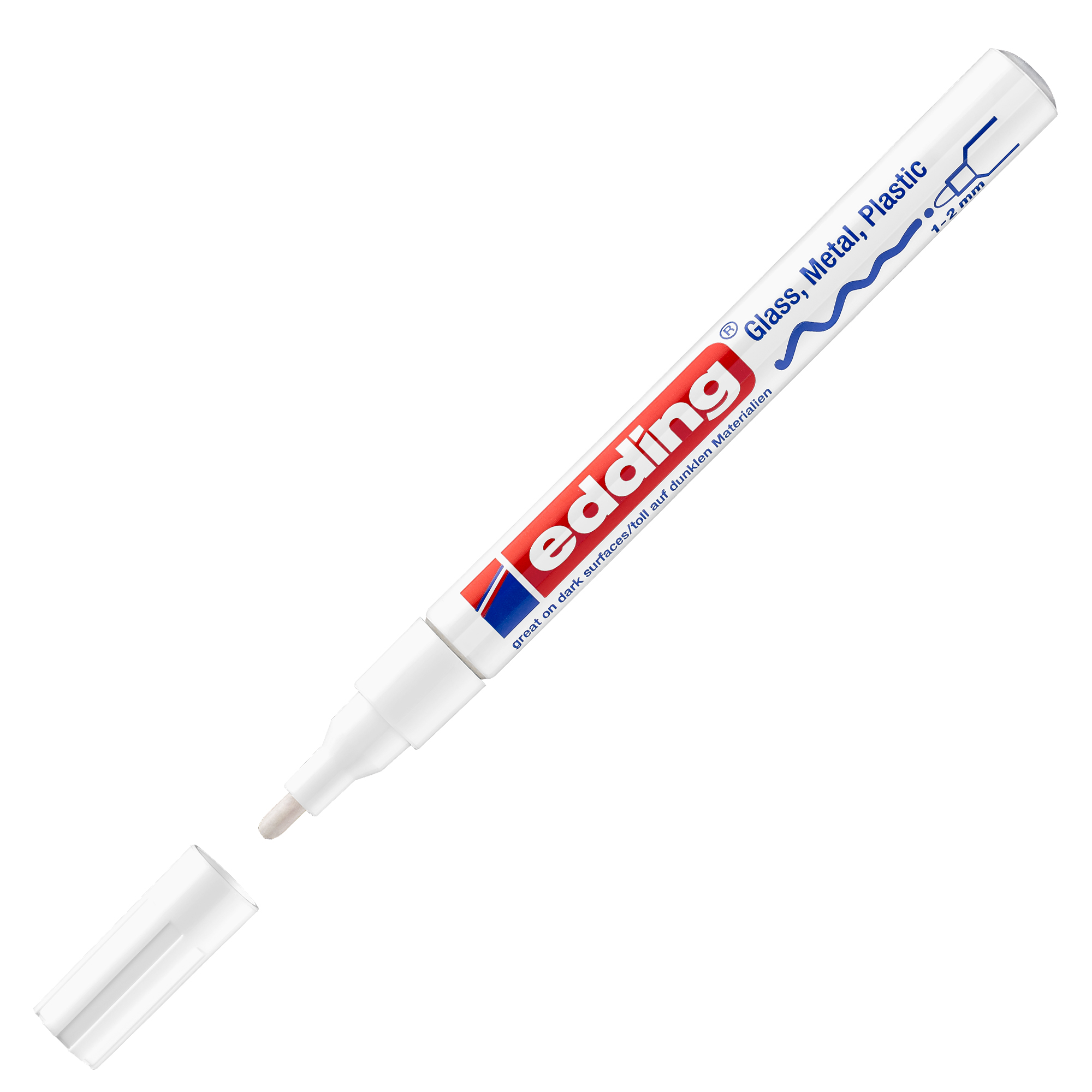 Marcatore permanente a vernice 751 - punta tonda fine - da 1 a 2 mm - bianco - Edding
