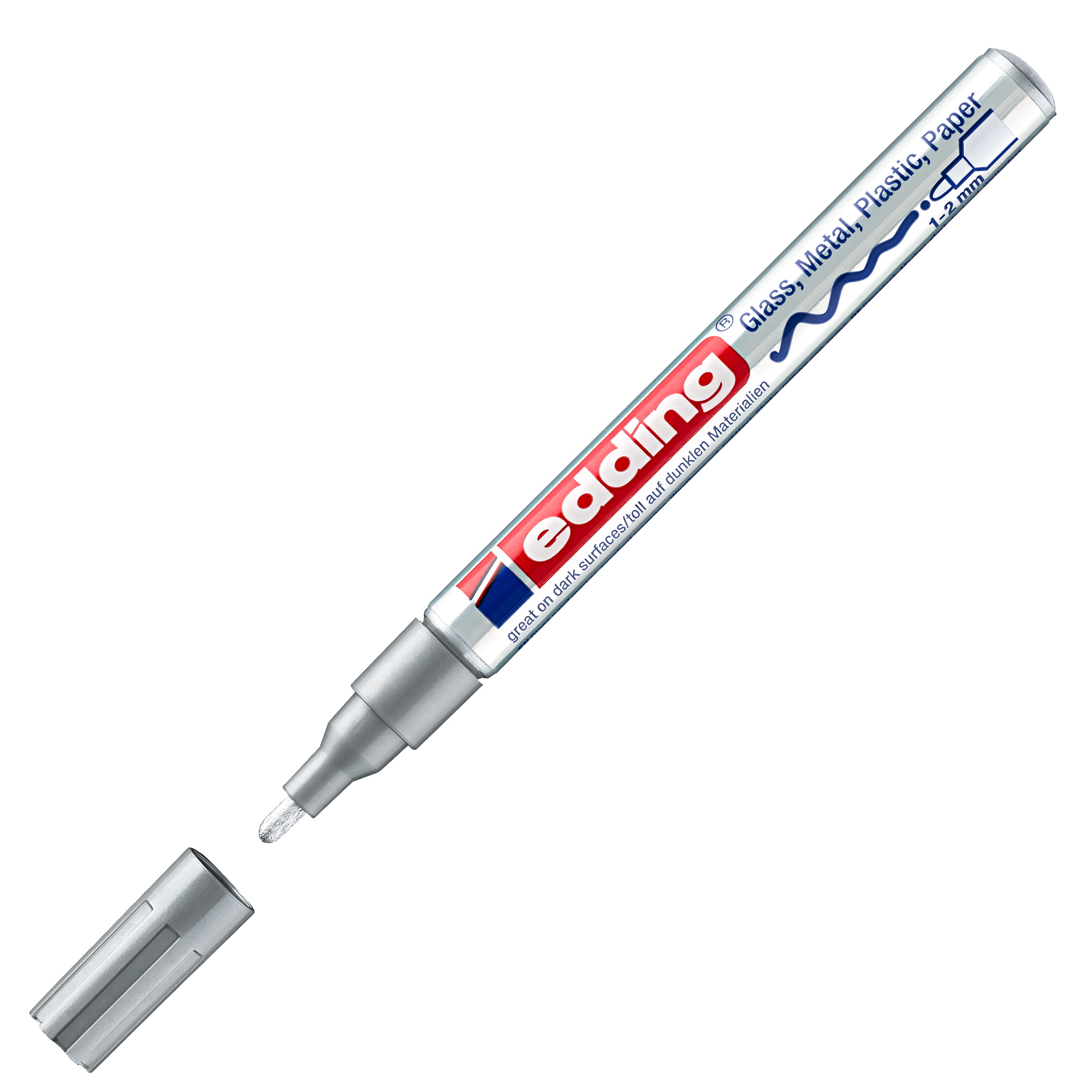 Marcatore permanente a vernice 751 - punta tonda fine - da 1 a 2 mm - argento - Edding