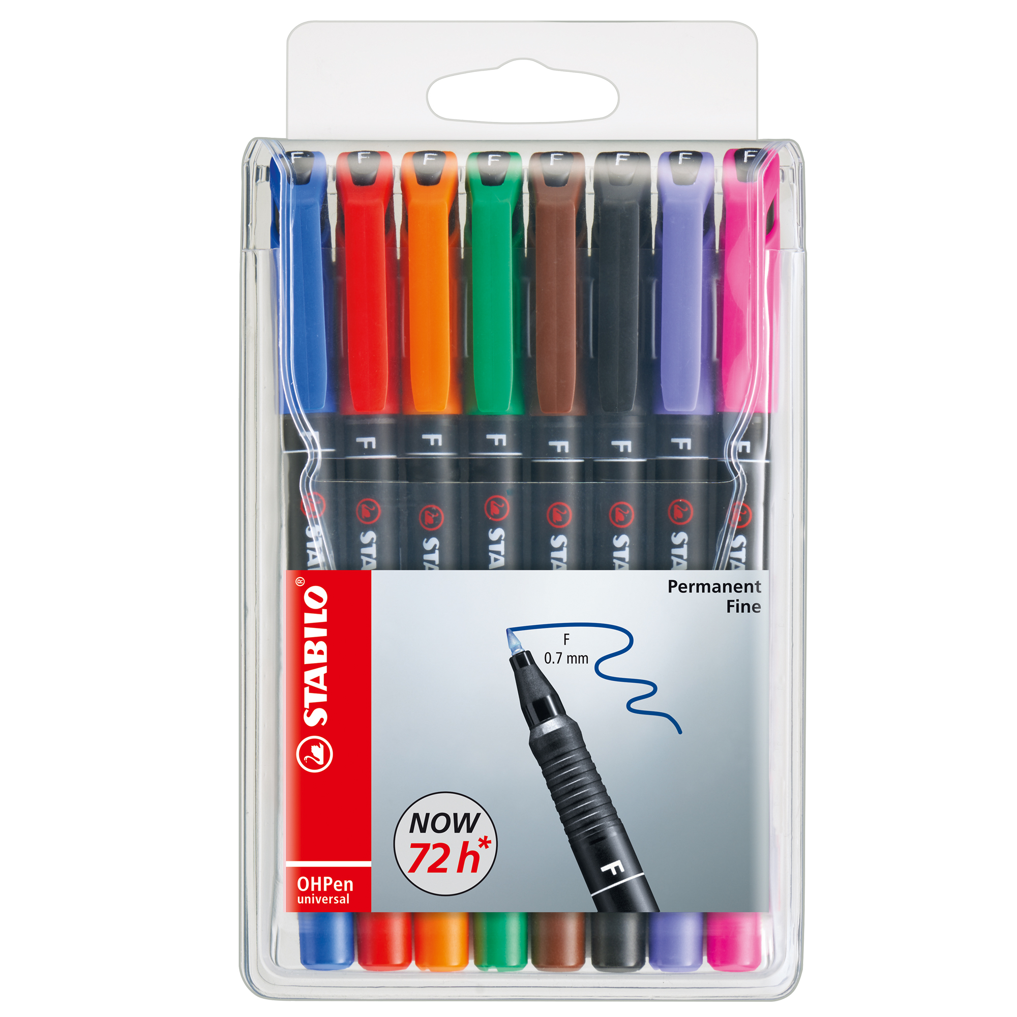 STABILO OHPen universal - Penna punta in fibra - permanente - colori assortiti - 0.7 mm - fine - 8 pezzi (pacchetto di 5)