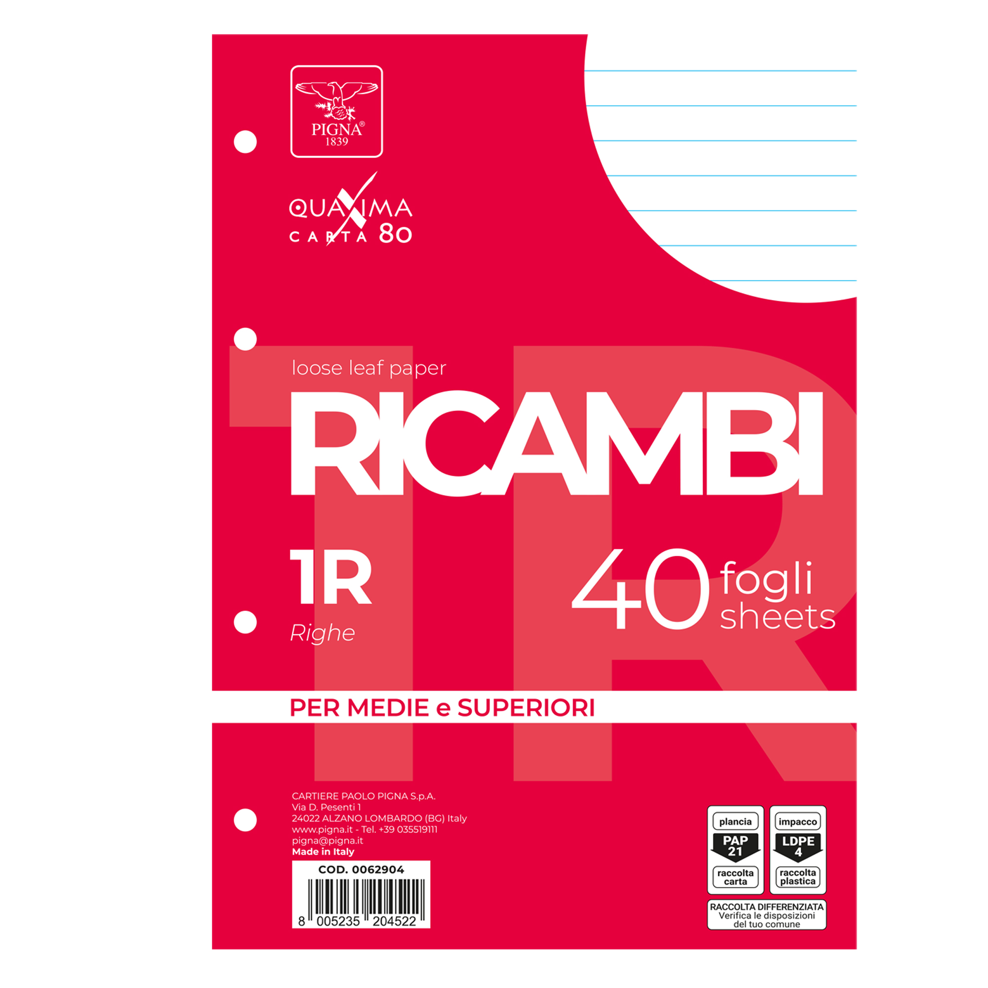 Ricambi forati Quaxima - A4 - 1 rigo …