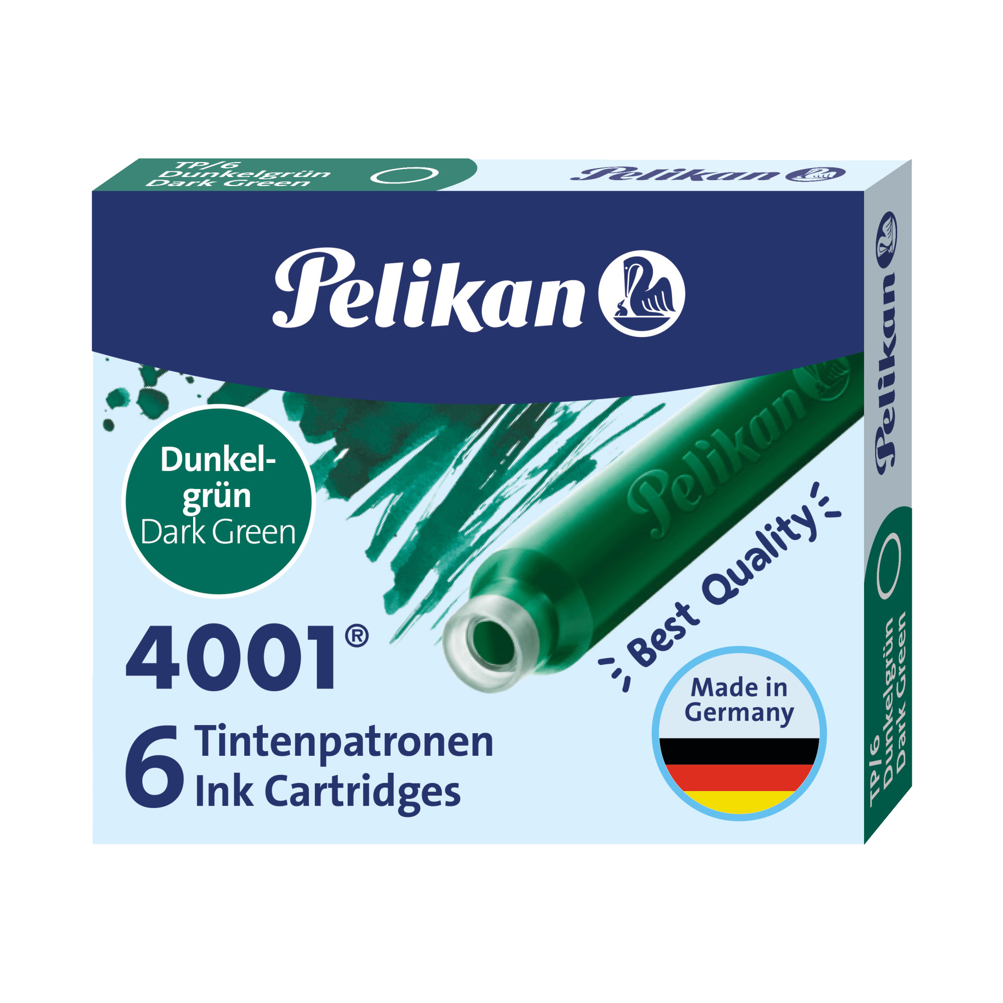 Cartucce inchiostro 4001 (TP/6) - lunghezza 39mm - verde scuro - Pelikan - conf. 6 pezzi