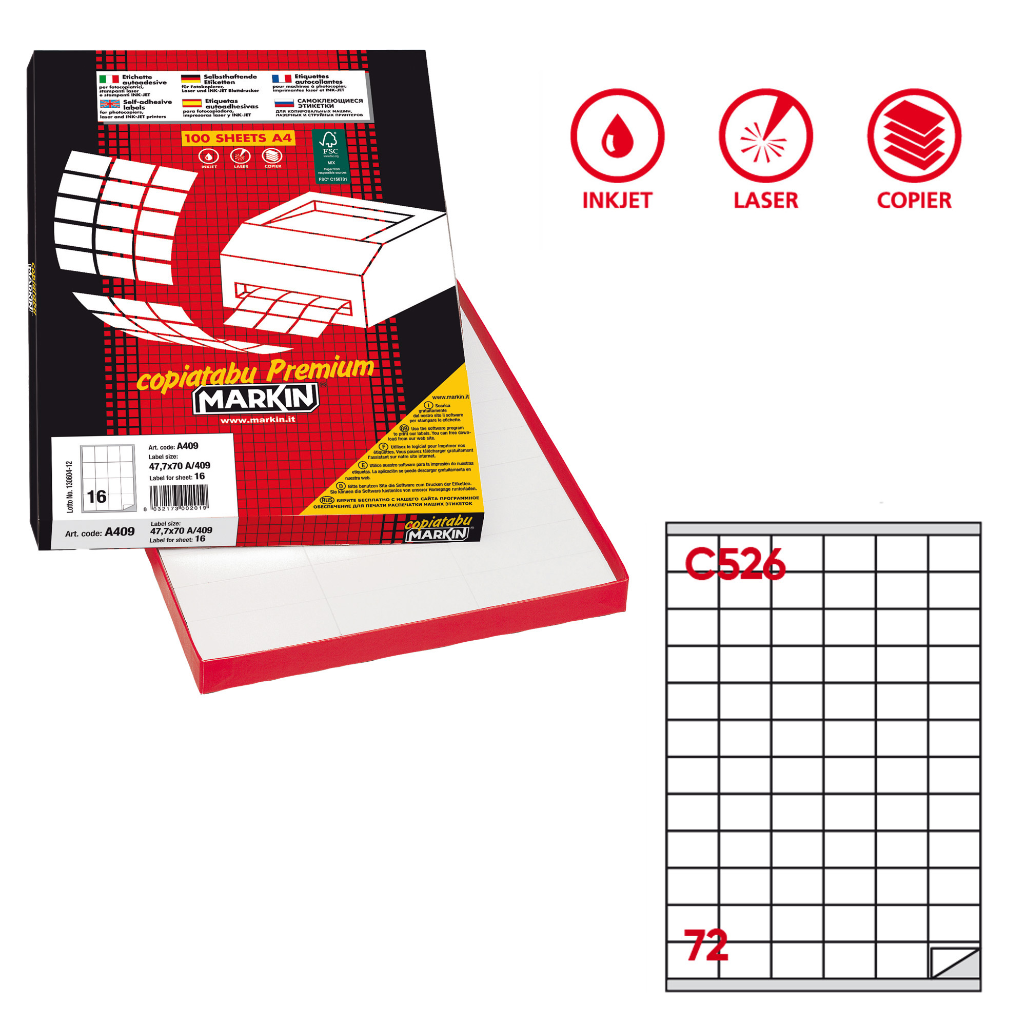 Etichette adesive C/526 - in carta - permanenti …