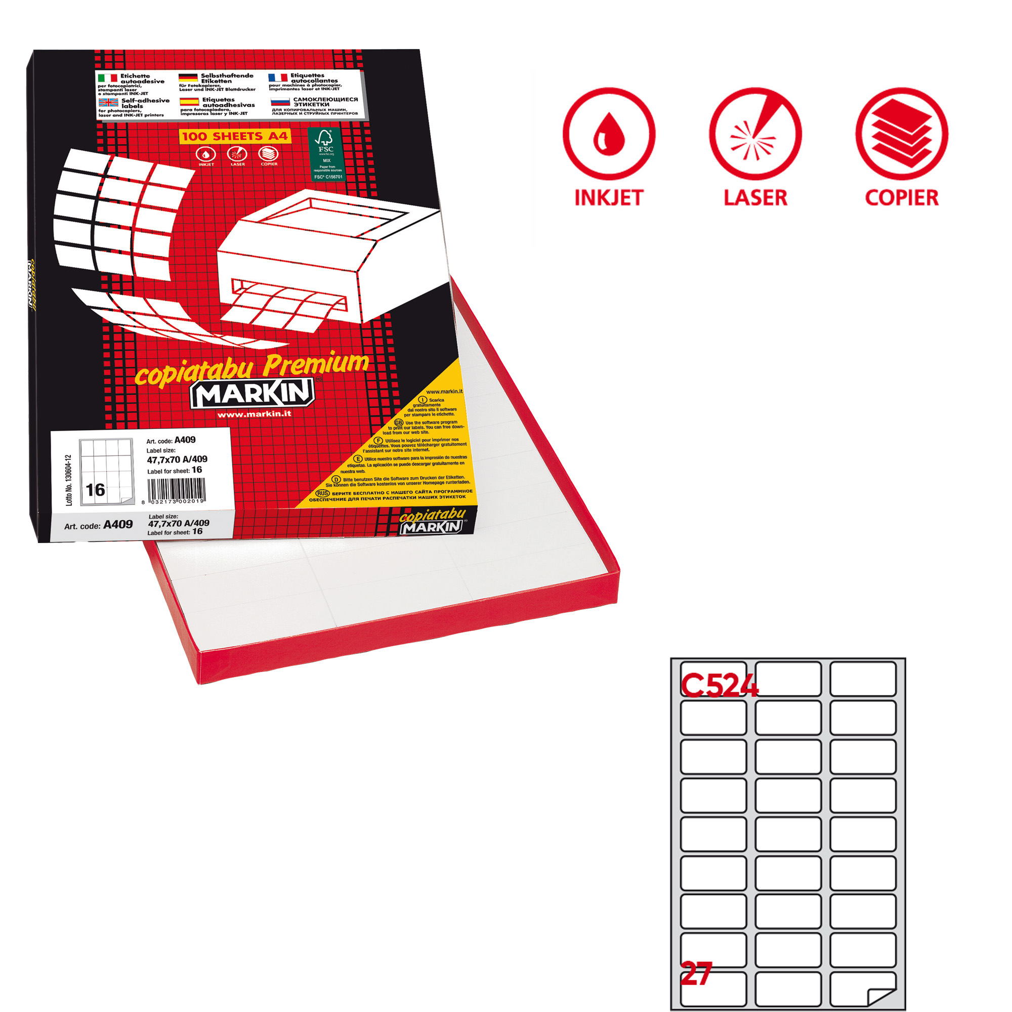 Etichette adesive C/524 - in carta - permanenti …
