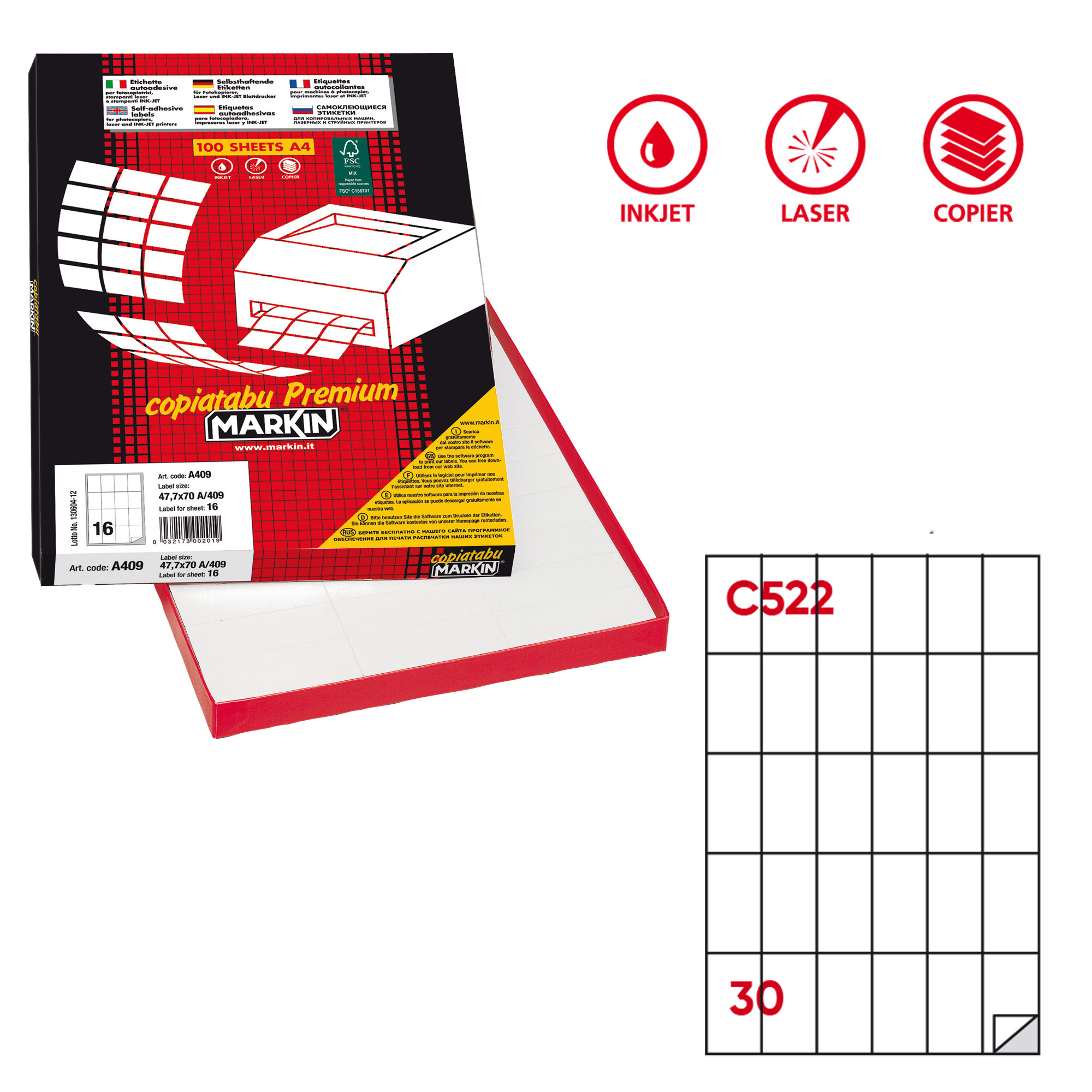 Etichette adesive C/522 - in carta - permanenti …