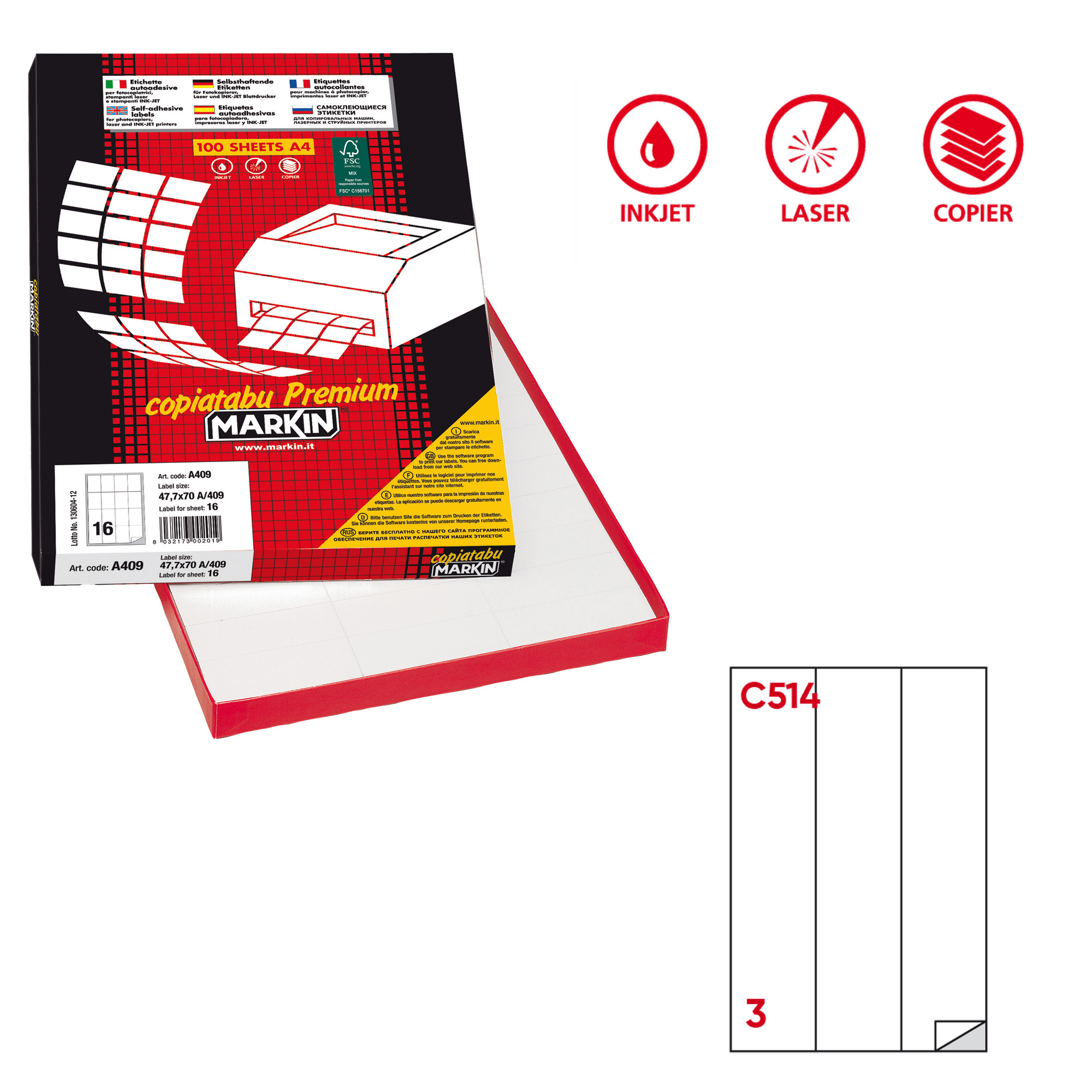 Etichette adesive C/514 - in carta - permanenti …