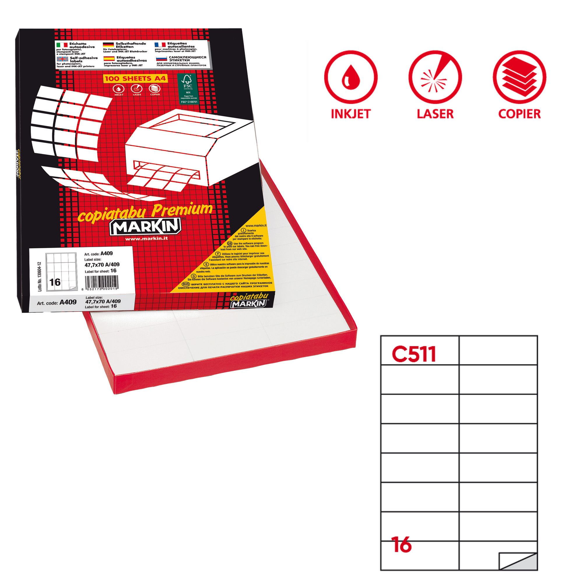 Etichette adesive C/511 - in carta - permanenti …