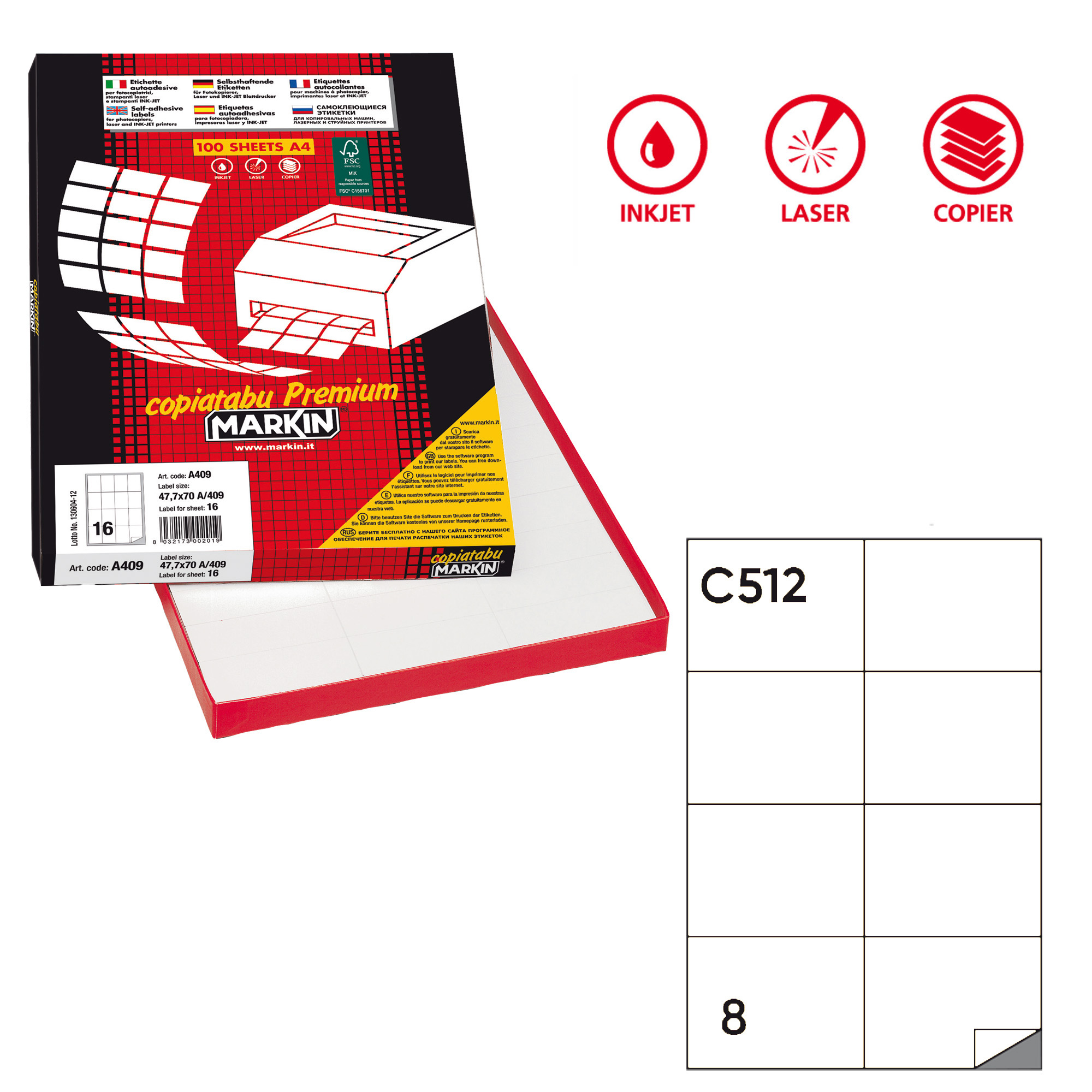 Etichette adesive C/512 - in carta - permanenti …