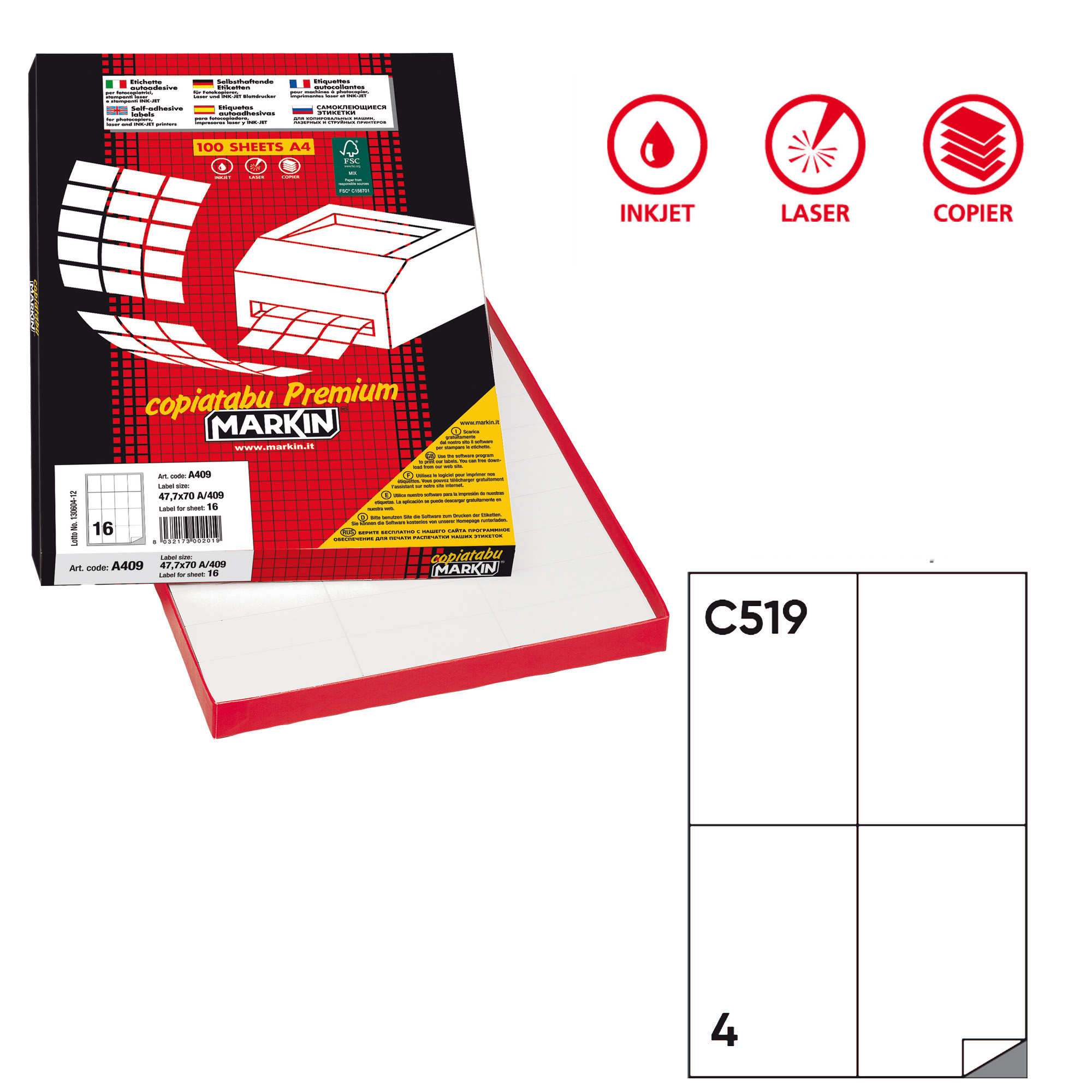 Etichette adesive C/519 - in carta - permanenti …