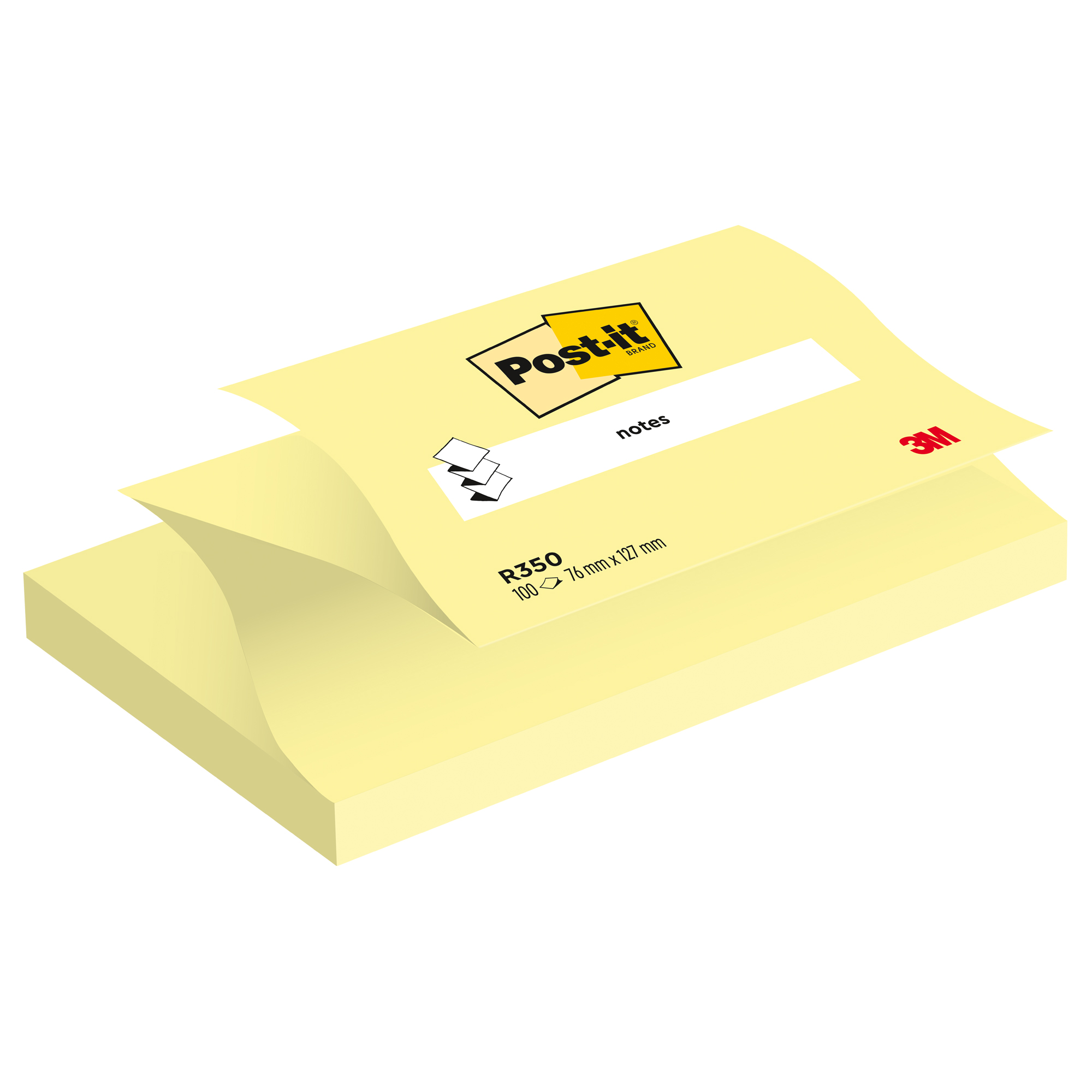 Post-it R350 CY - Foglietti adesivi a Z - 76 x 127 mm - 1200 fogli (12 x 100) - giallo canarino