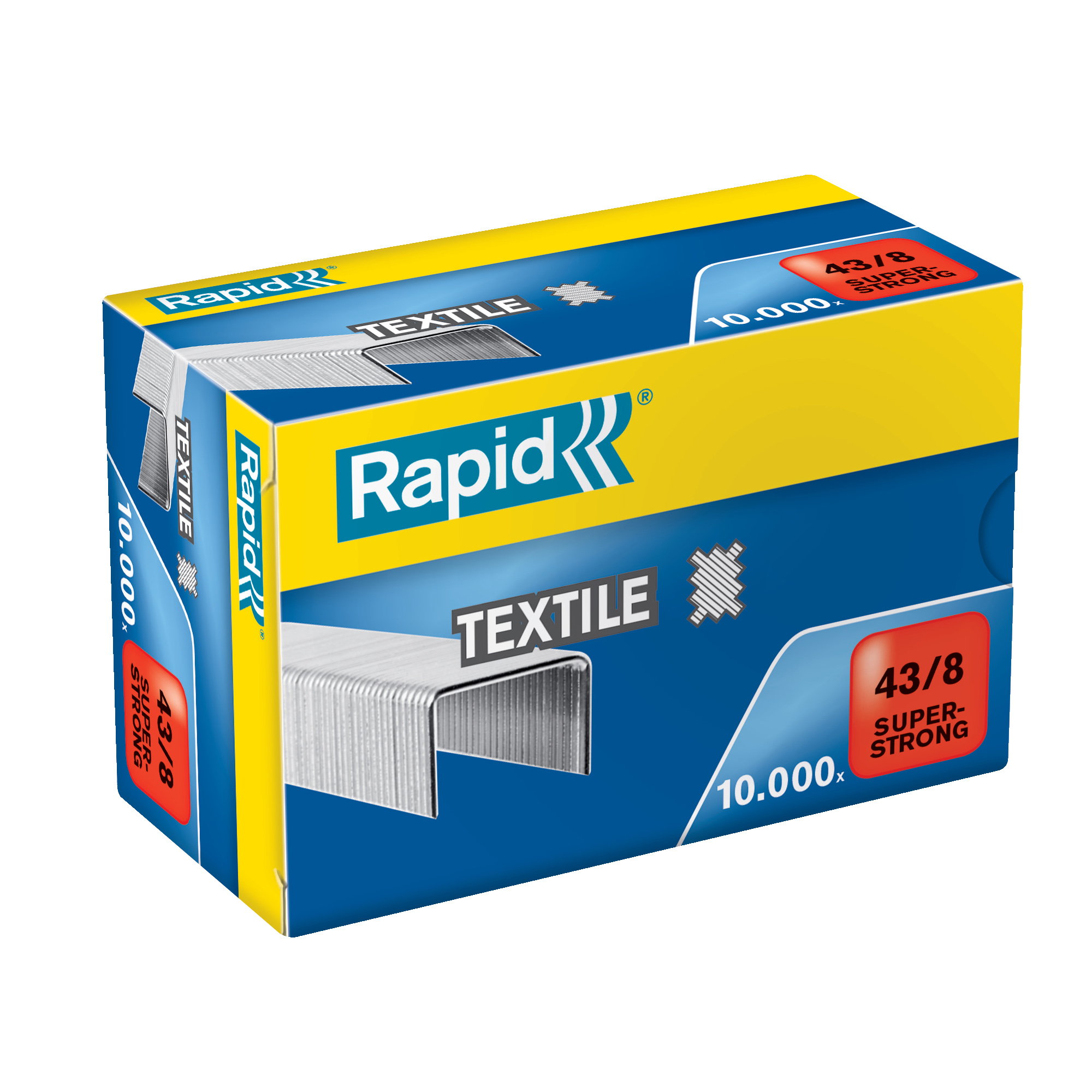 Rapid Super Strong TEXTILE - Punti metallici - 43/8 - 8 mm - filo metallico galvanizzato - pacco da 10000 - per Classic K1