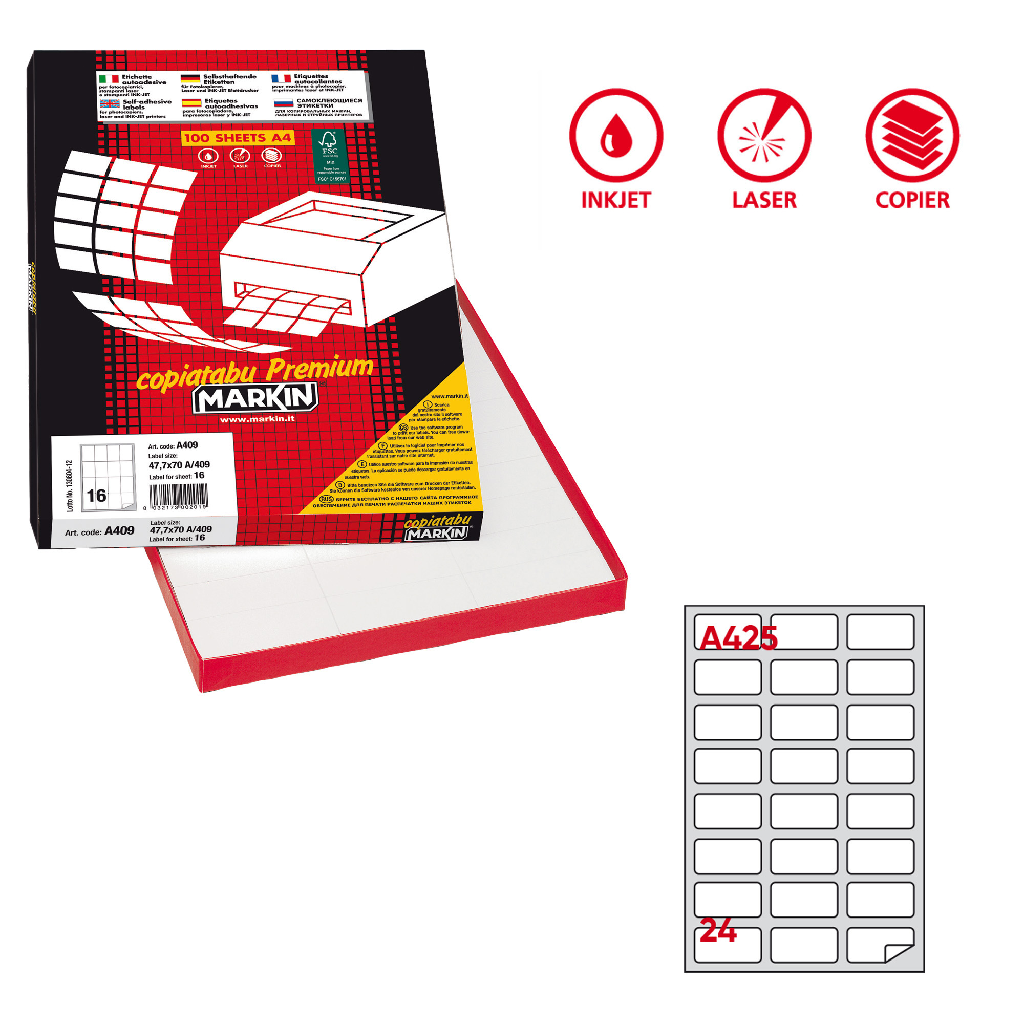 Etichette adesive A/425 - in carta - permanenti …