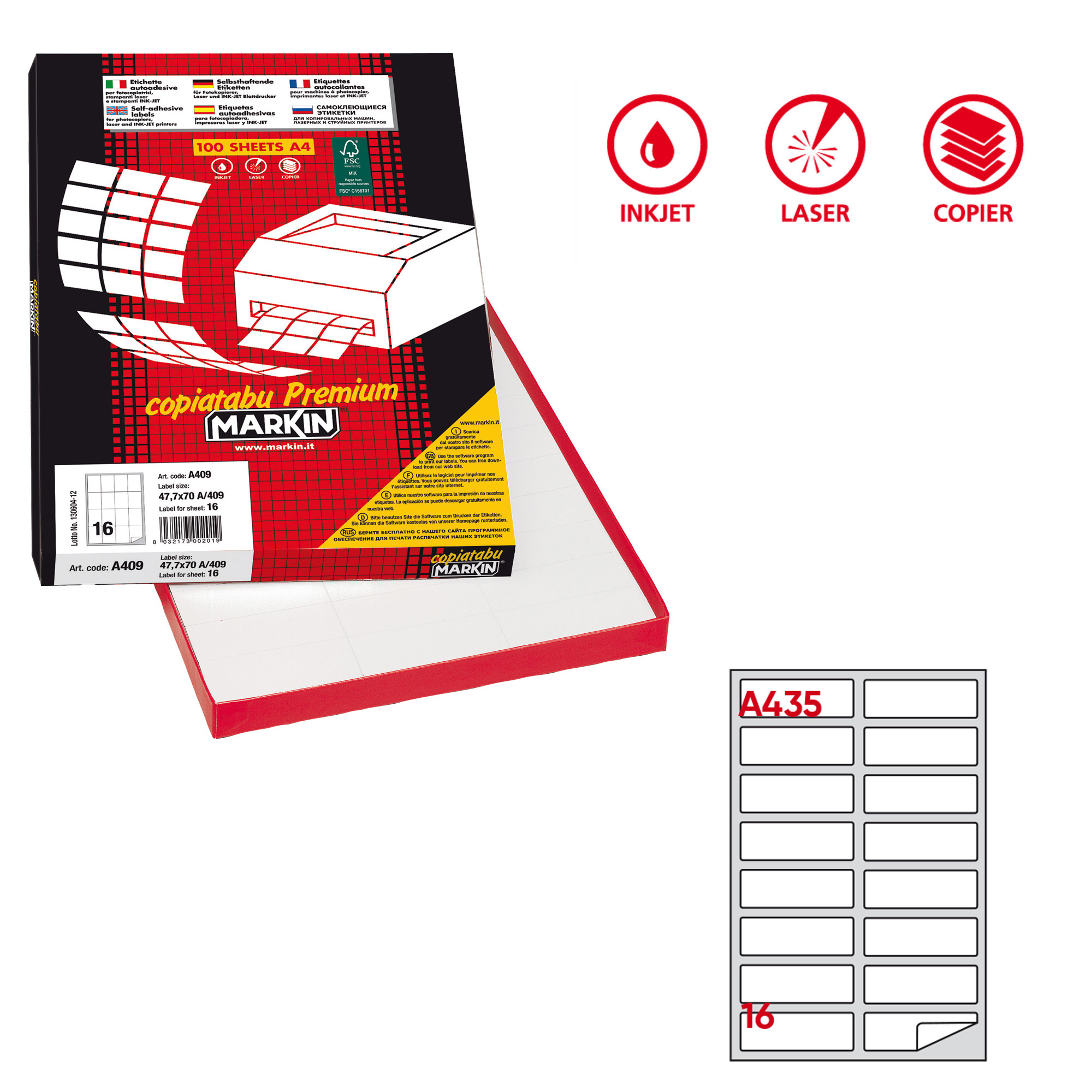 Etichette adesive A/435 - in carta - permanenti …