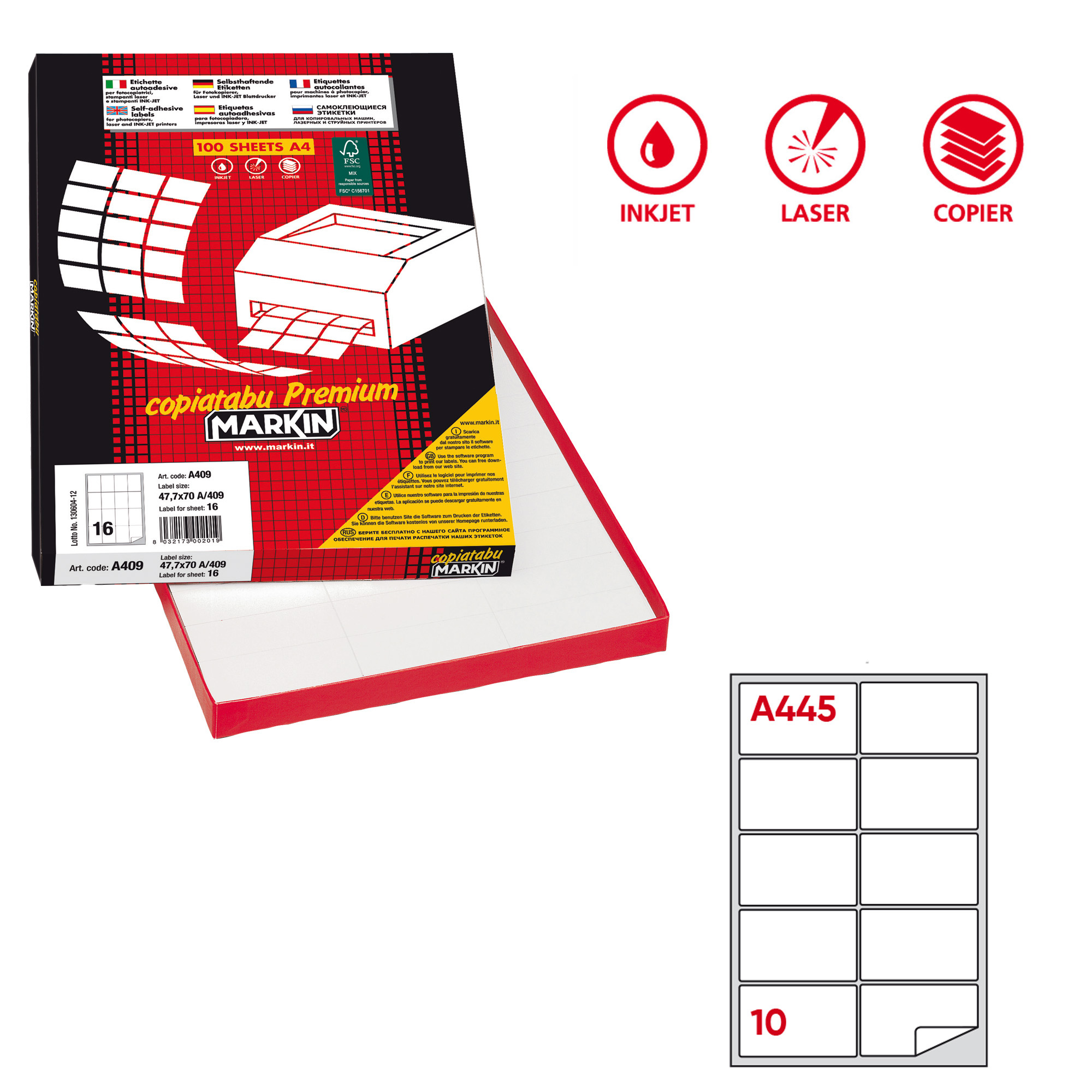 Etichette adesive A/445 - in carta - permanenti …