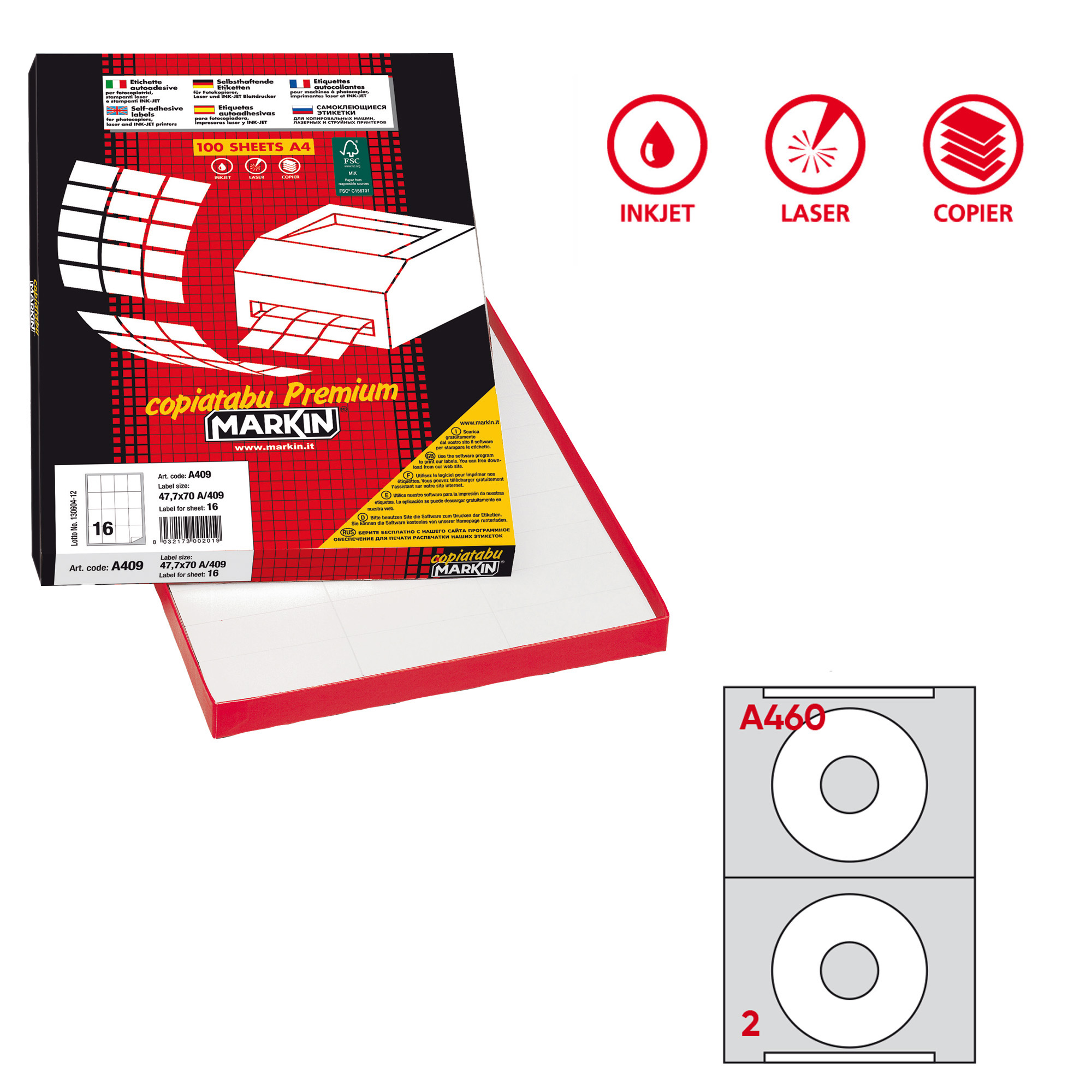 Etichette adesive A/460 - in carta - permanenti …