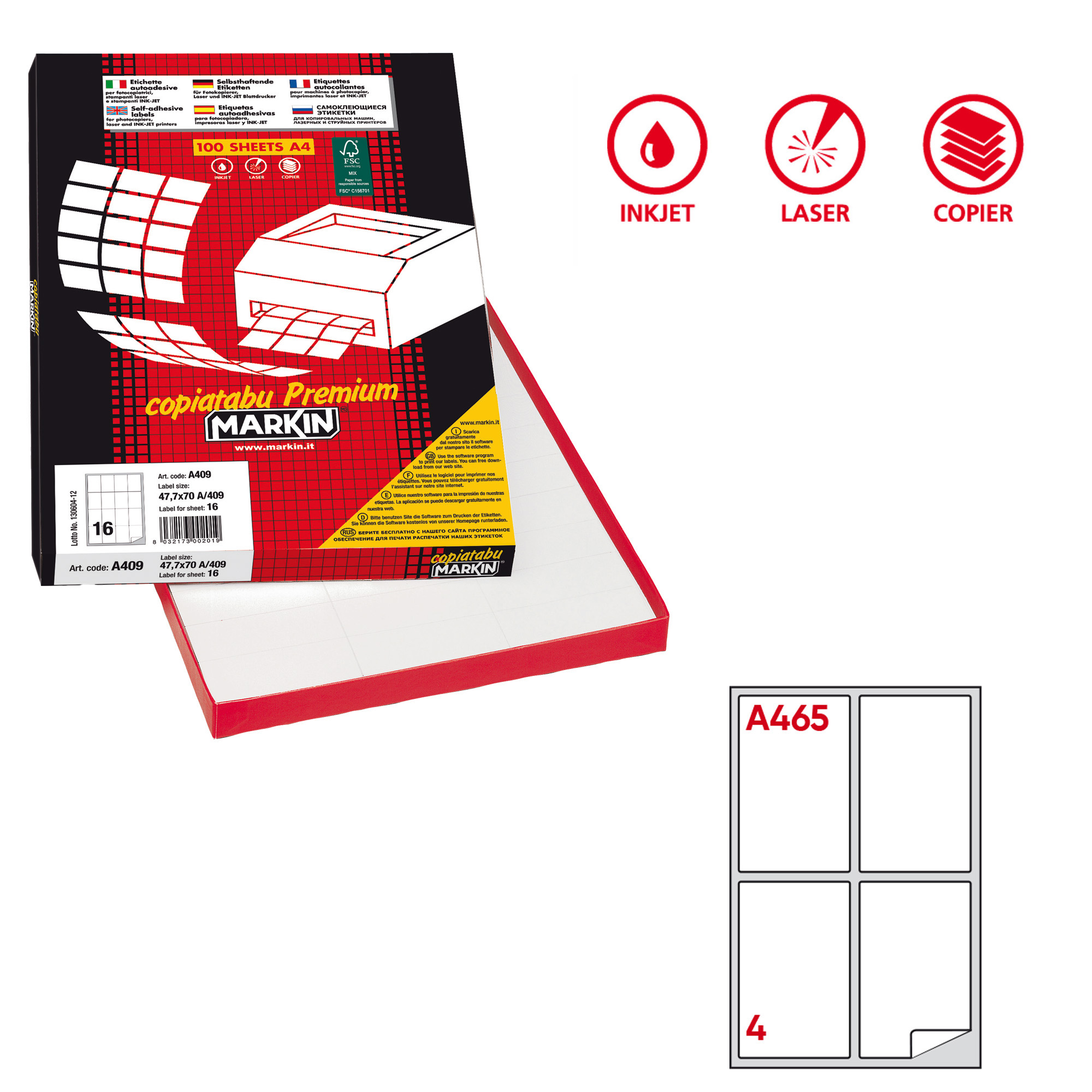 Etichette adesive A/465 - in carta - permanenti …