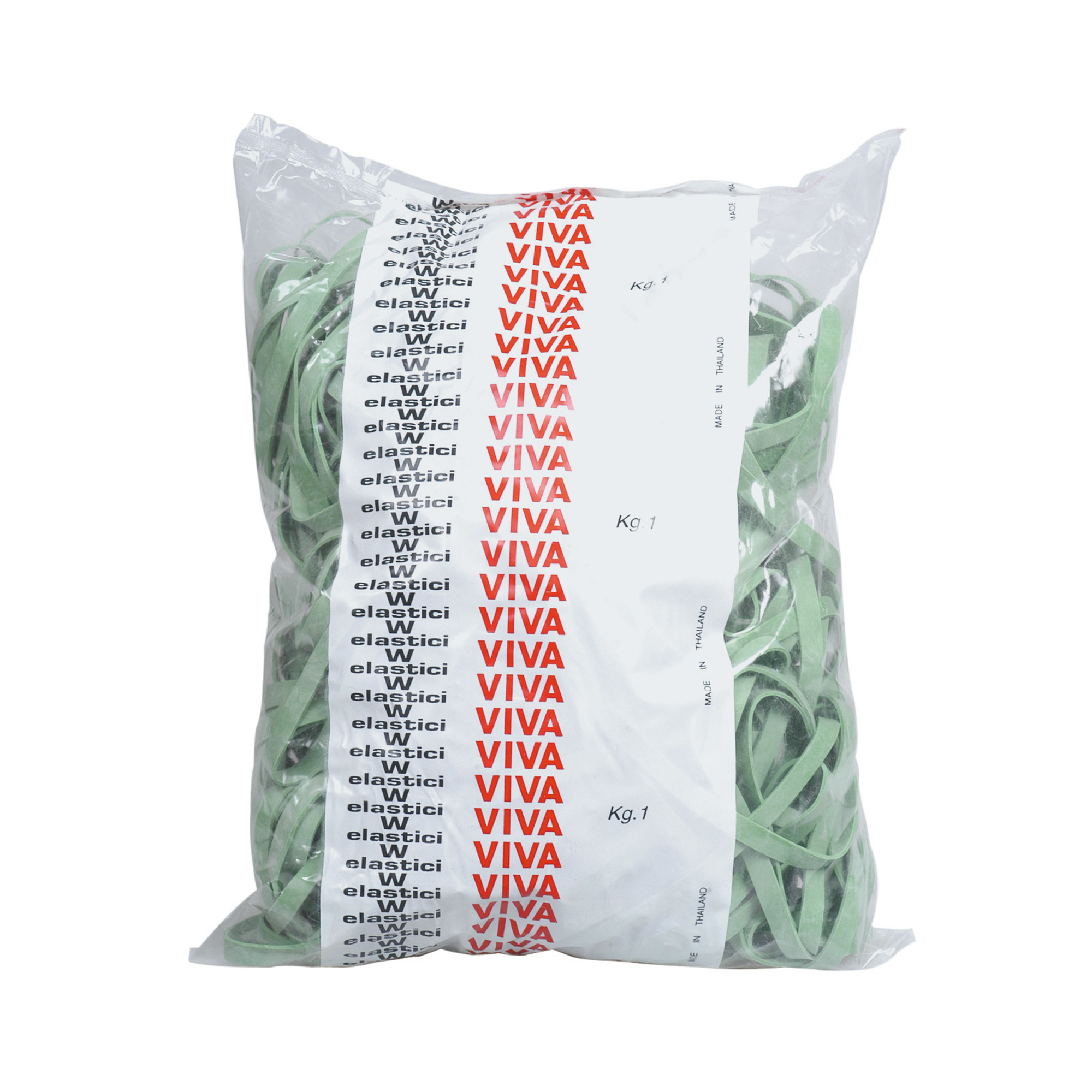 Elastici fettuccia - diametro 7 x 0,5 cm - 1 kg - gomma - verde - Viva