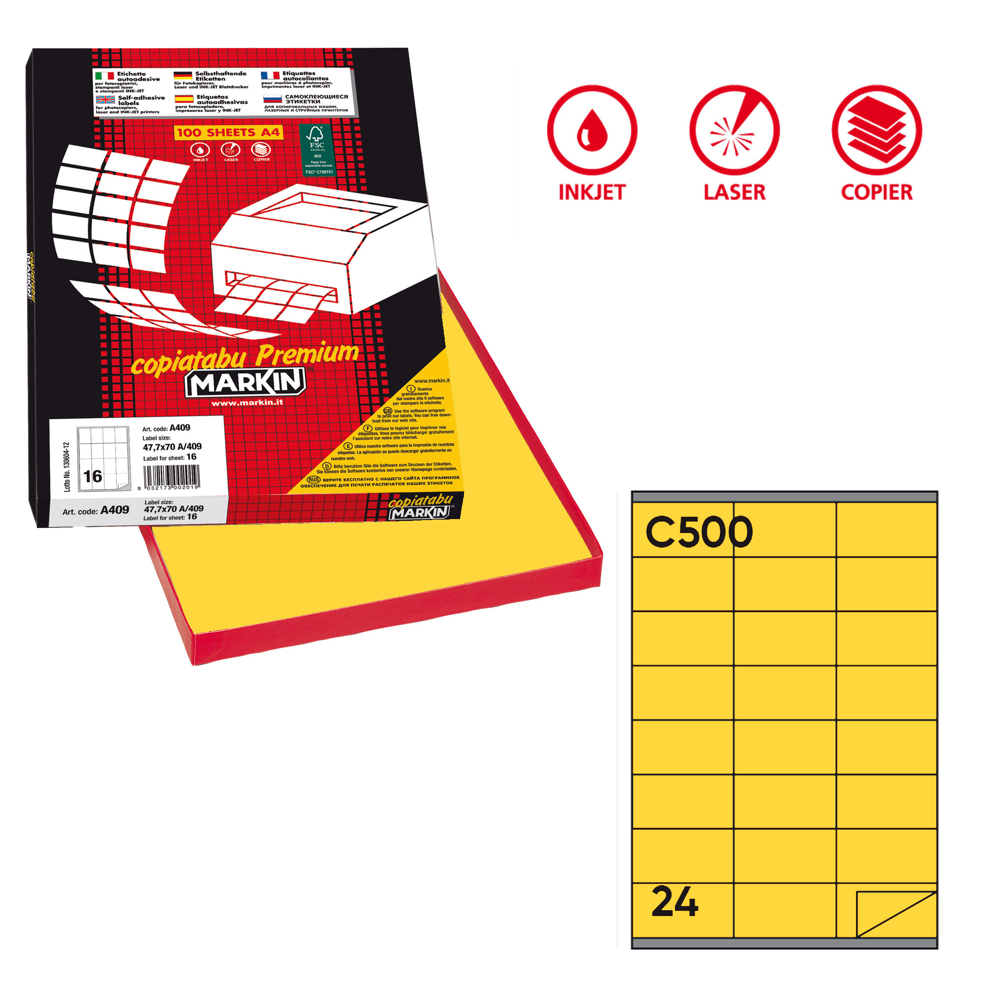Etichette adesive C/500 - in carta - permanenti …