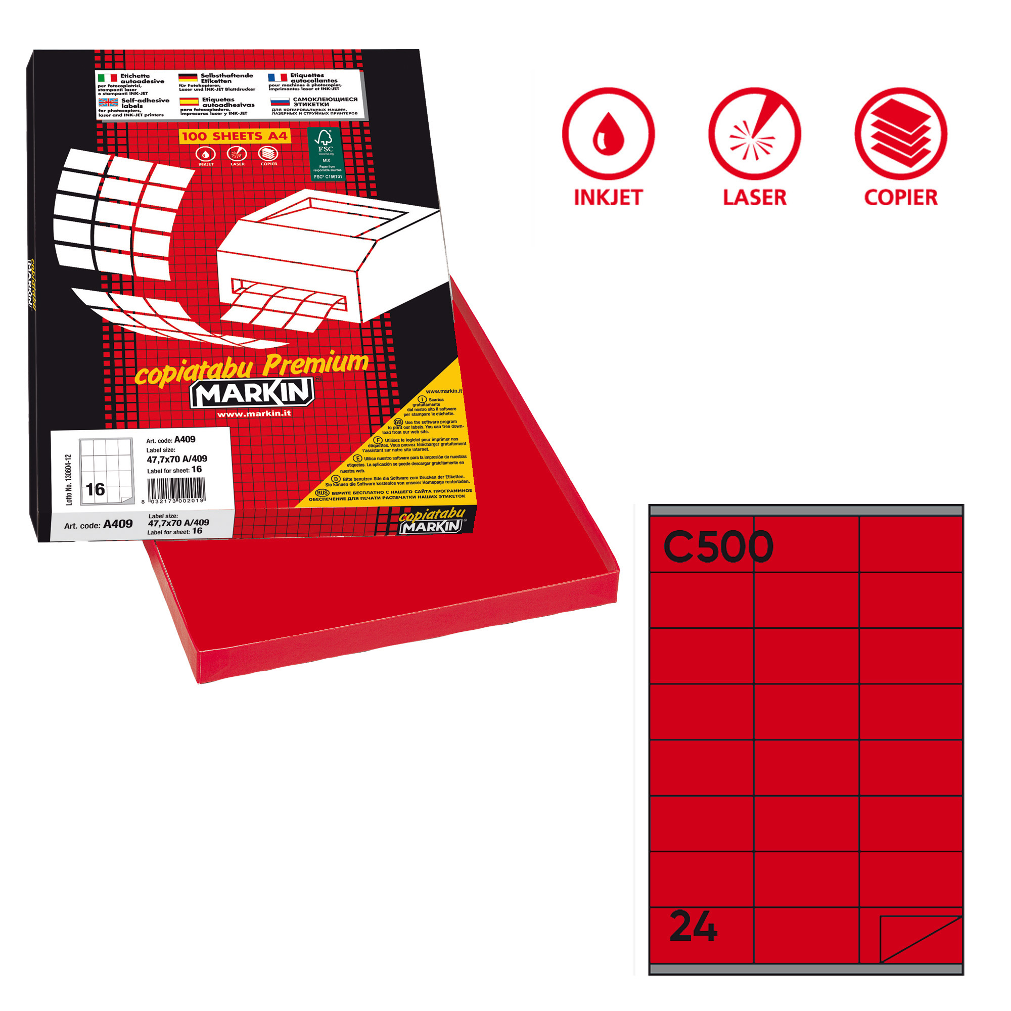 Etichette adesive C/500 - in carta - permanenti …