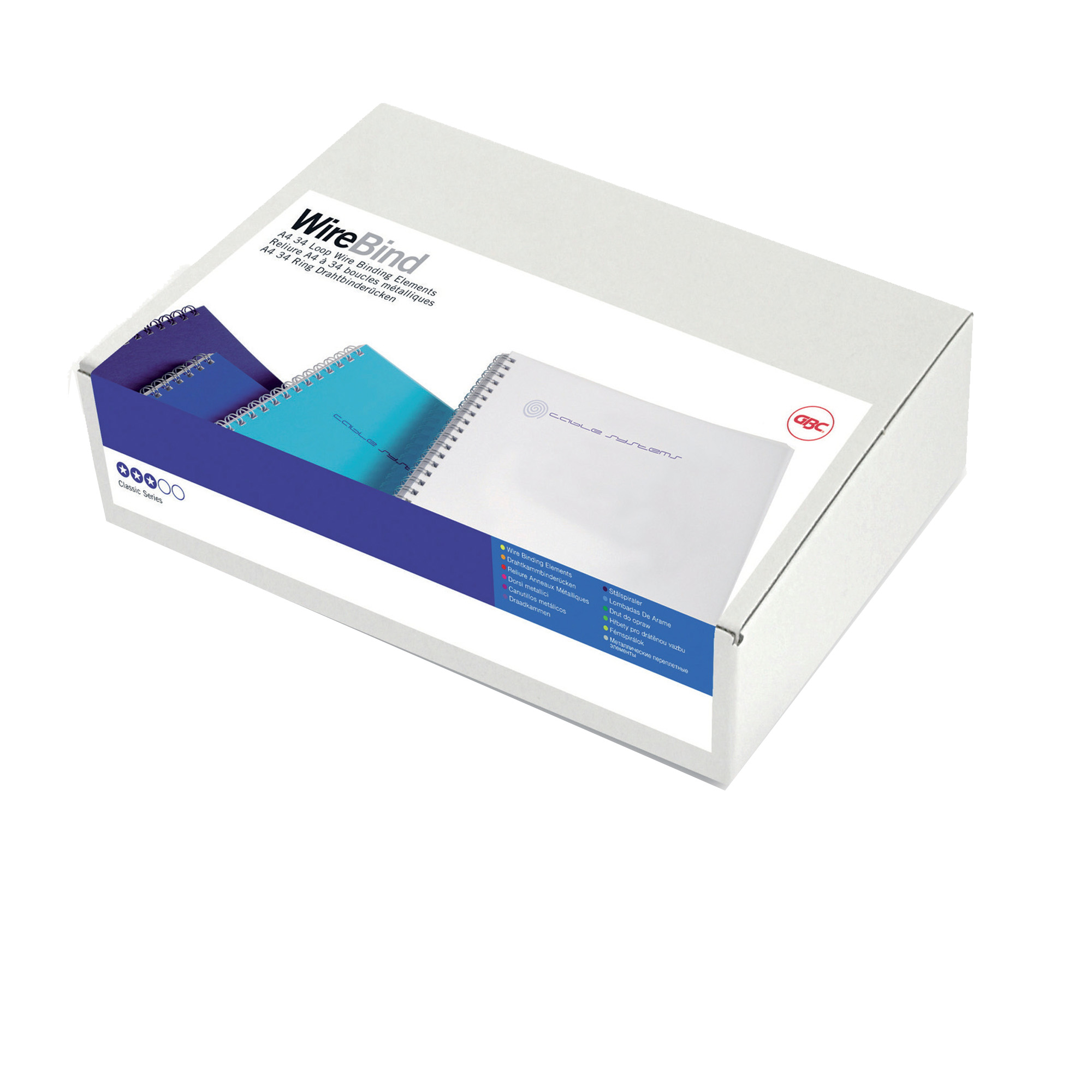GBC WireBind - 7.9 mm - 34 anelli - A4 (210 x 297 mm) - 70 fogli - bianco - 100 pezzi spirale di rilegatura - per Rexel WB606