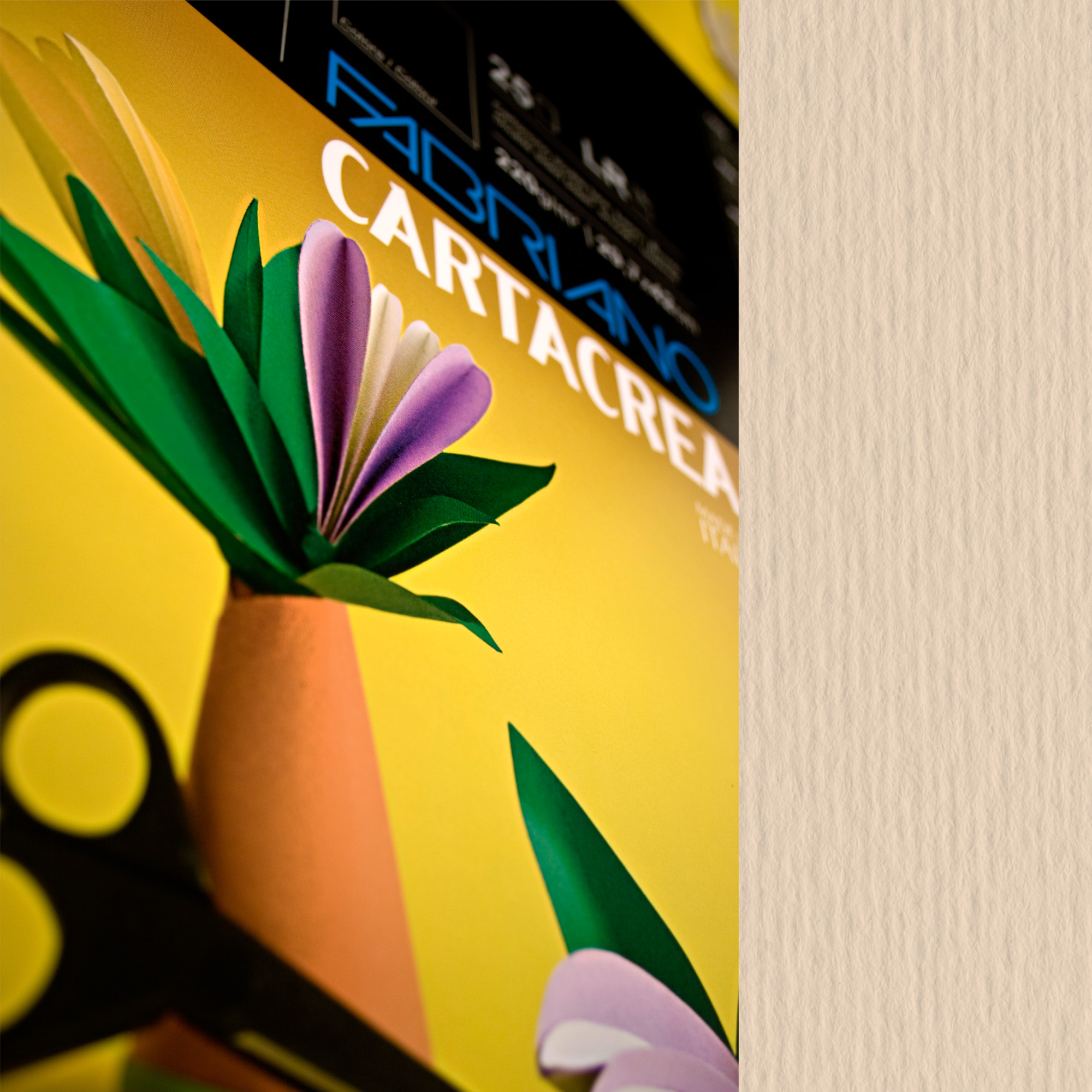 Cartoncino CartaCrea - 35 x 50 cm - 220 gr - panna - Fabriano - blister 10 fogli