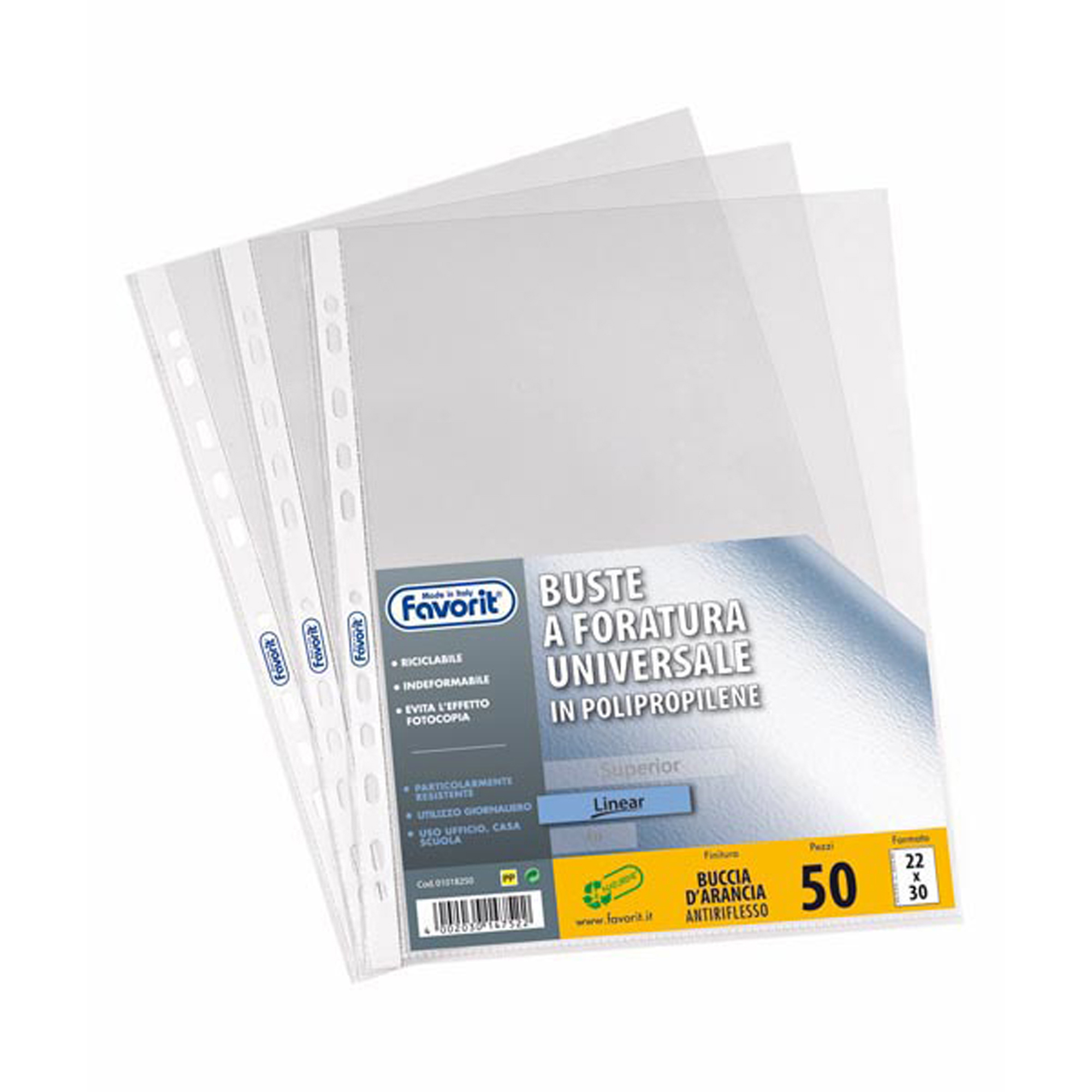 Favorit LINEAR - Busta trasparente - per 220 x 300 mm - trasparente (pacchetto di 50)