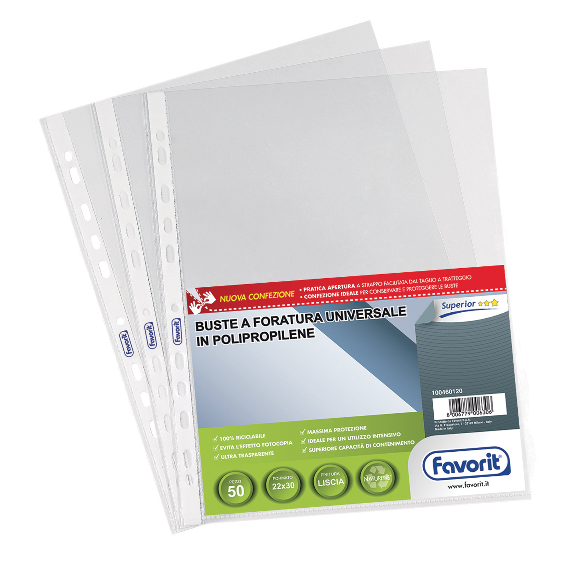 Favorit SUPERIOR - Busta trasparente - per 220 x 300 mm - trasparente (pacchetto di 50)
