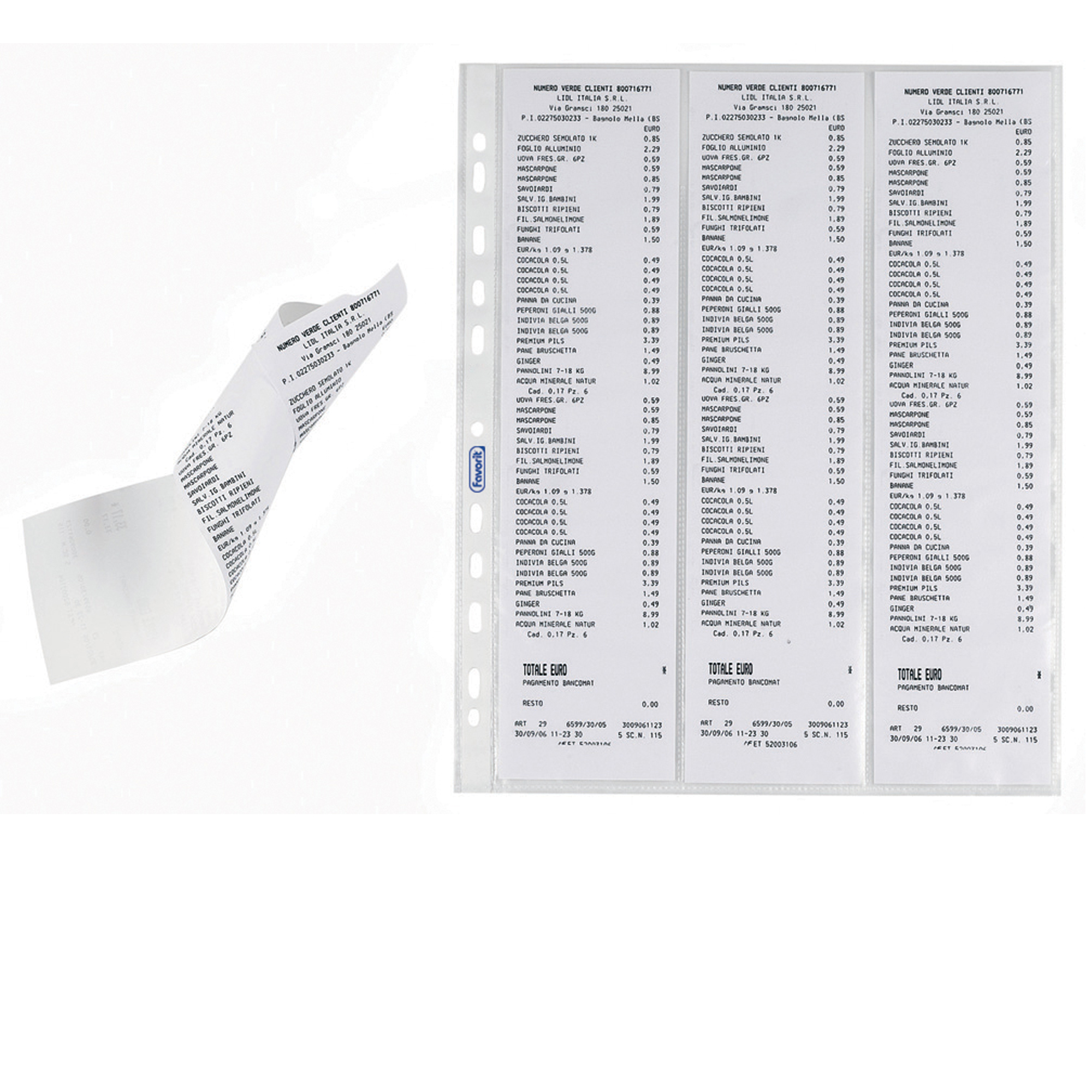 Favorit - Busta trasparente - 6 compartimenti - per 70 x 300 mm - trasparente (pacchetto di 10)